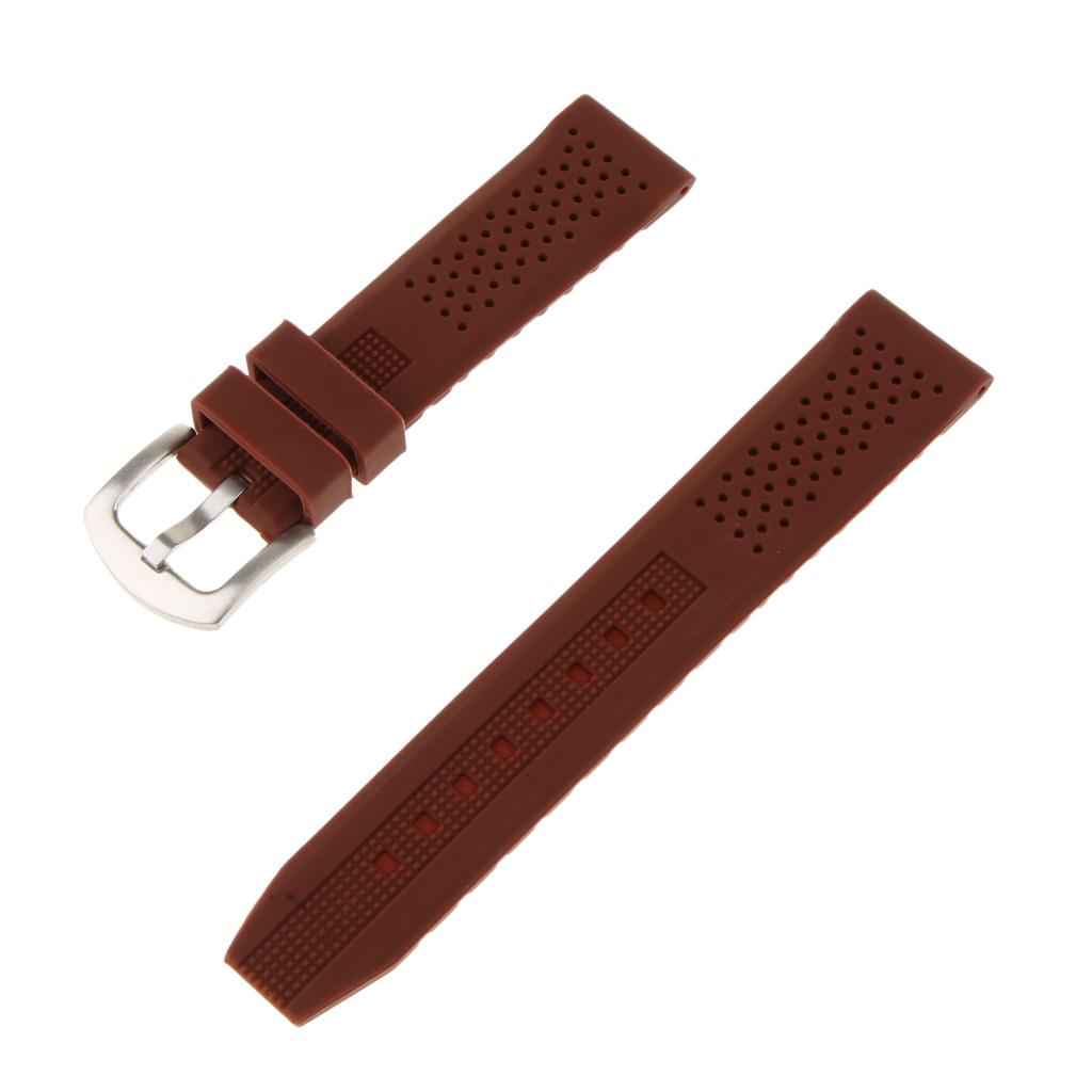 Silicone Watch Band Soft Rubber Replacement Wristwatch Strap Waterproof 20mm