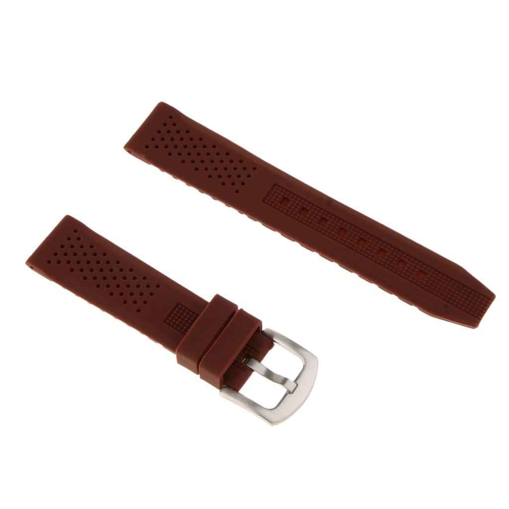 Silicone Watch Band Soft Rubber Replacement Wristwatch Strap Waterproof 20mm