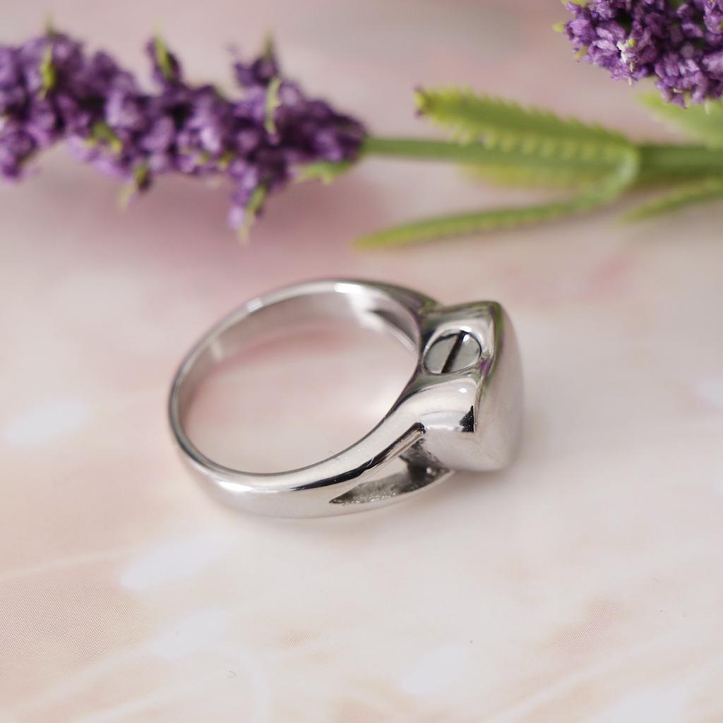 5Pcs US 6 Titanium Steel Heart Memorial Ring Urn Ashes Ring-Charm Cremation