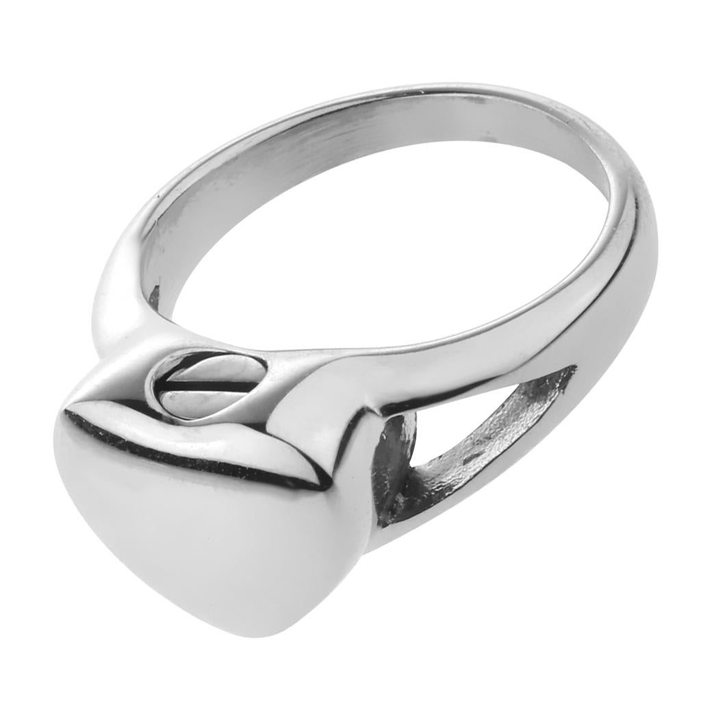 5Pcs US 6 Titanium Steel Heart Memorial Ring Urn Ashes Ring-Charm Cremation
