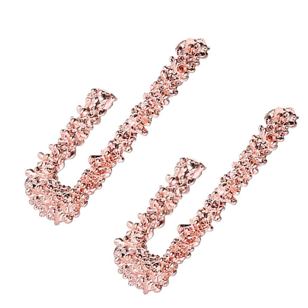 Vintage Geometric Rectangle Dangle Earrings Elegant Lady Ear Studs Rose Gold