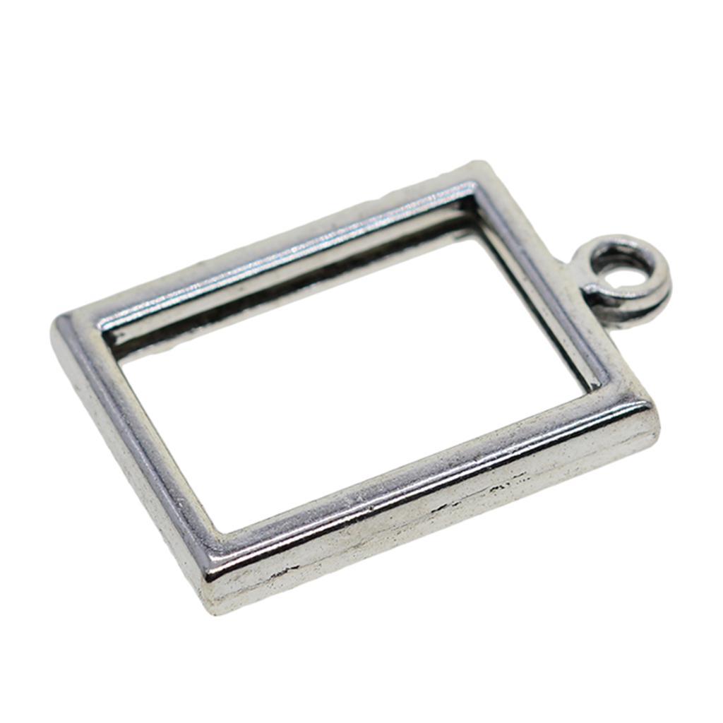 2x20Pcs Antique Silver Blank Open Back Bezel for Resin Pendants Rectangular