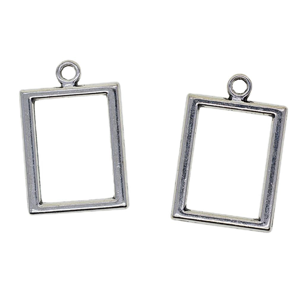 3x20Pcs Antique Silver Blank Open Back Bezel for Resin Pendants Rectangular