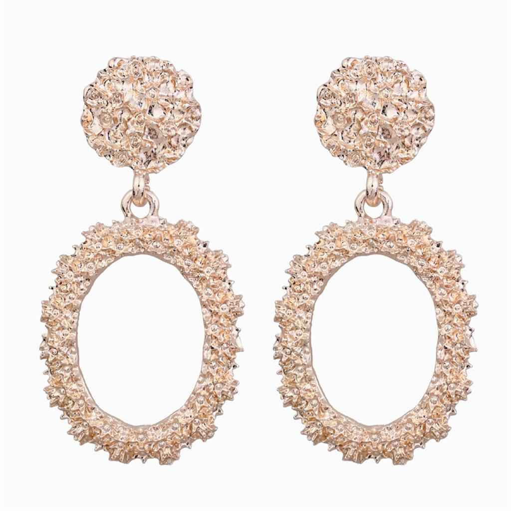 Dangle Earrings Women Fashion Oval Hoop Court Ear Drop Rose Gold