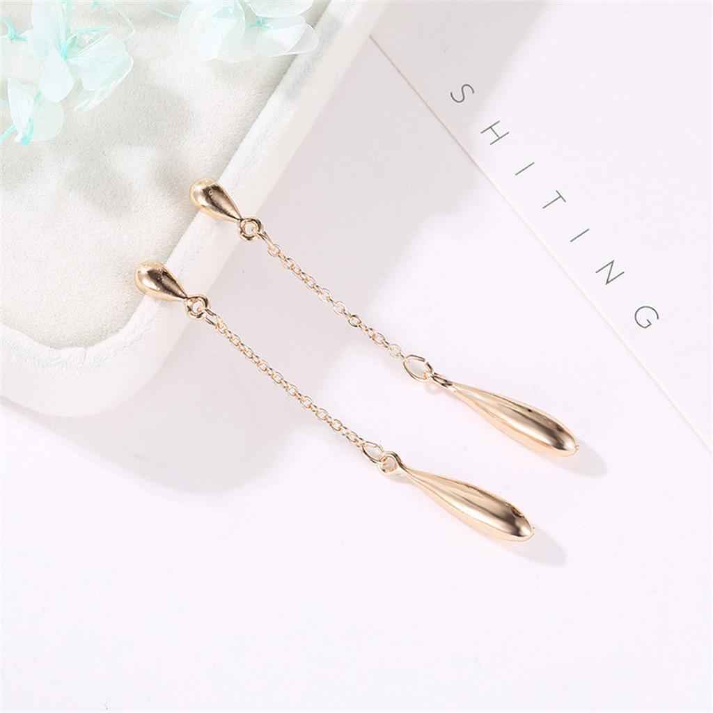 1Pair Long Chain Linear Tassel Drop Earrings Stud Dangle Earrings Golden