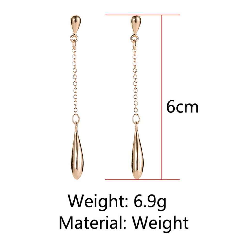 1Pair Long Chain Linear Tassel Drop Earrings Stud Dangle Earrings Golden