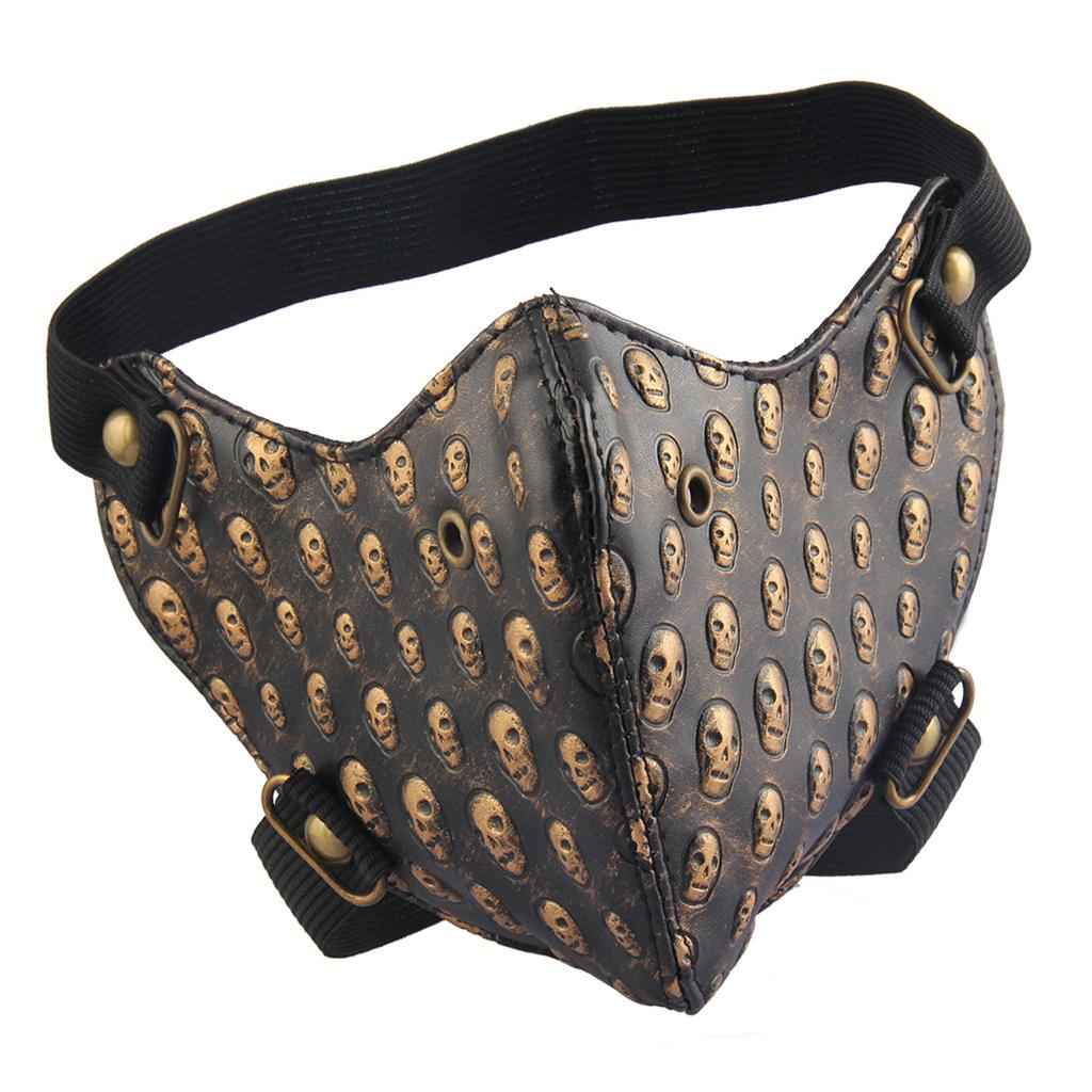 Punk Masquerade Mask Motocycle Anti Dust Mask Half Face Gothic Rivet Golden