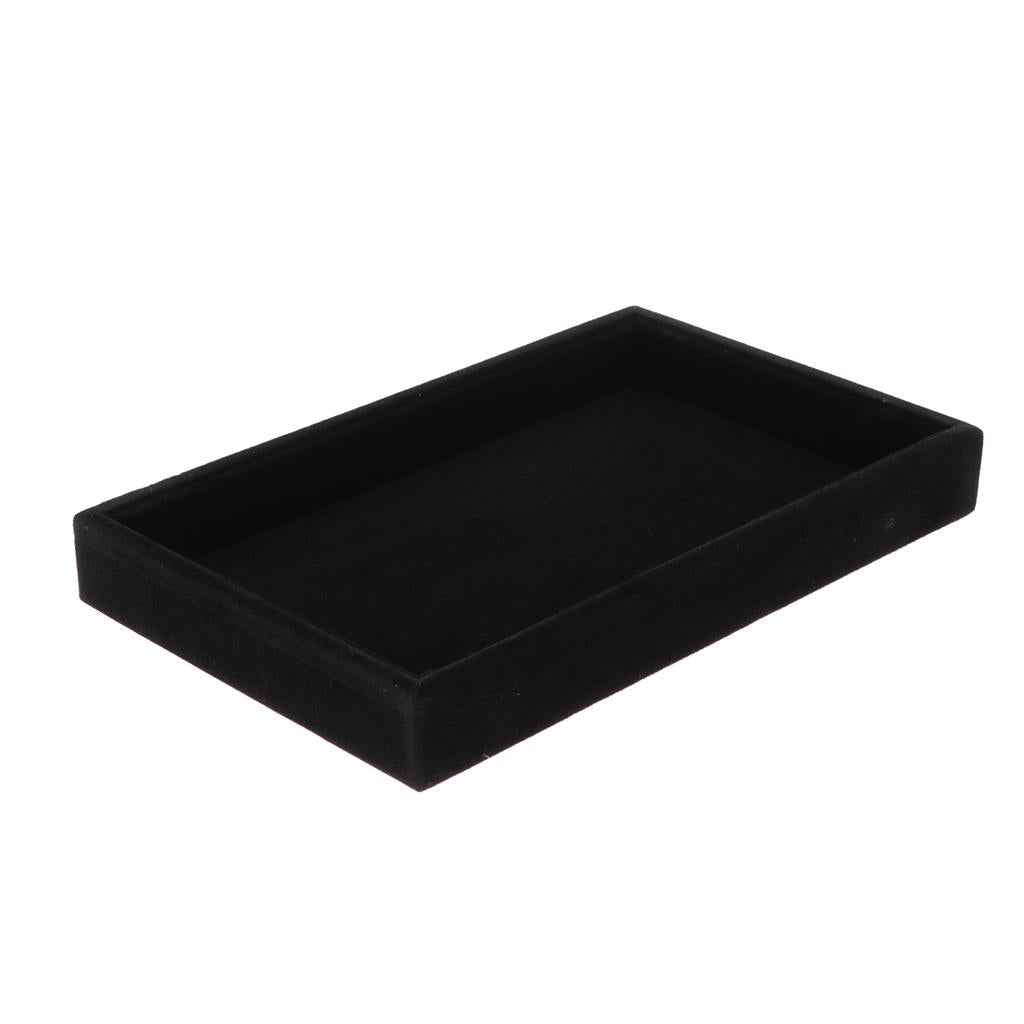 Elegant Velvet Stackable Jewelry Display Tray Necklace Organizer Black