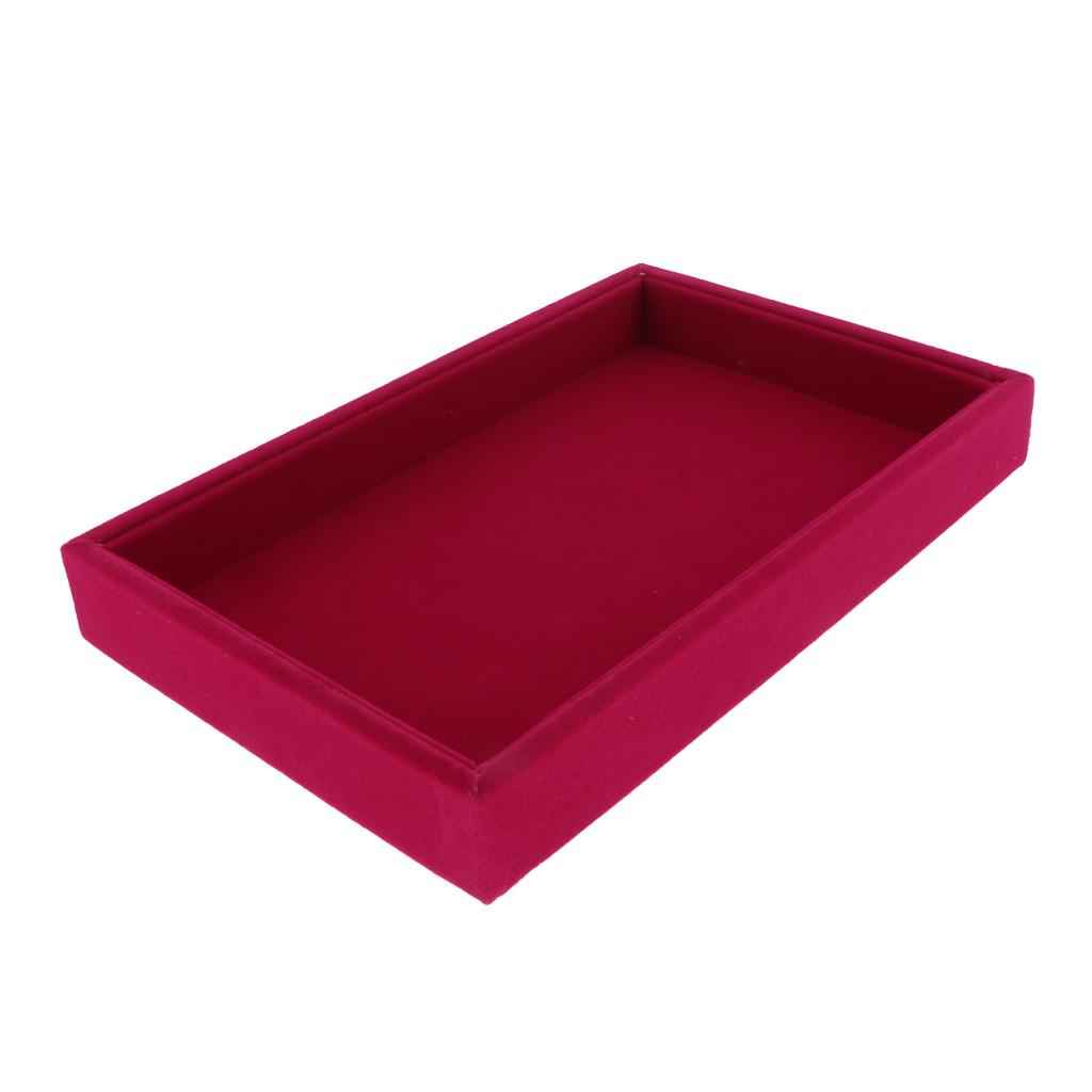 Elegant Velvet Stackable Jewelry Display Tray Necklace Organizer Rose Red