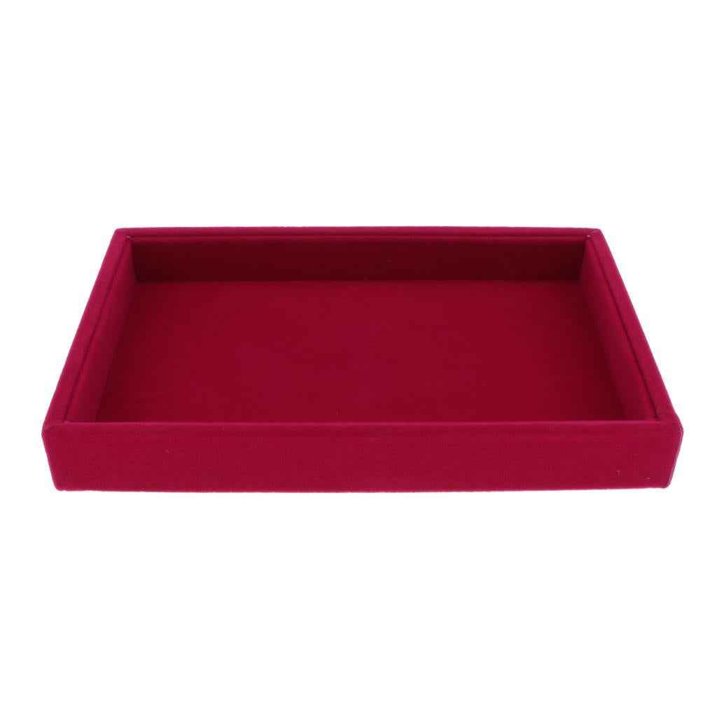 Elegant Velvet Stackable Jewelry Display Tray Necklace Organizer Rose Red