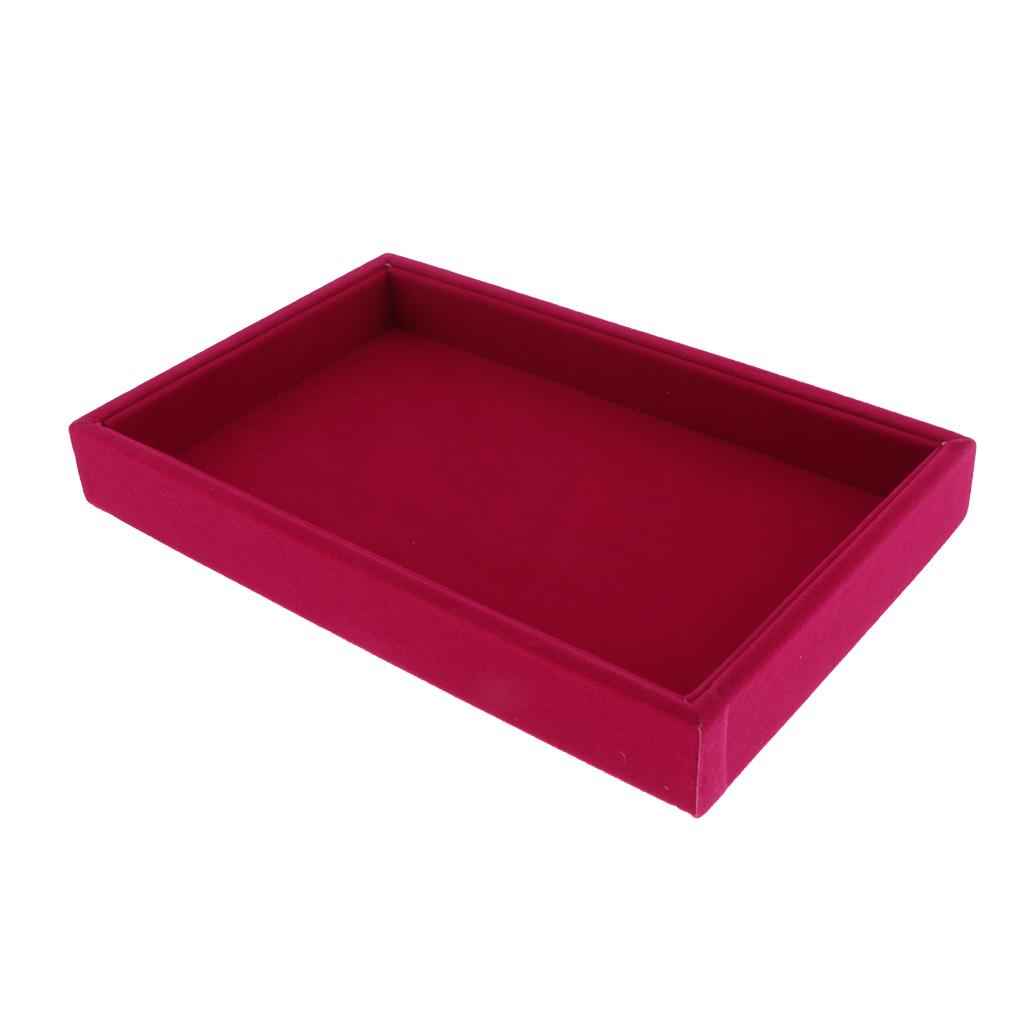 Elegant Velvet Stackable Jewelry Display Tray Necklace Organizer Rose Red