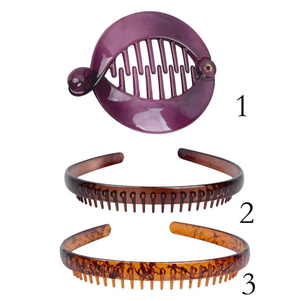 Women Banana Clip Hair Comb Round Ponytail Holder Interlocking Banana Combs