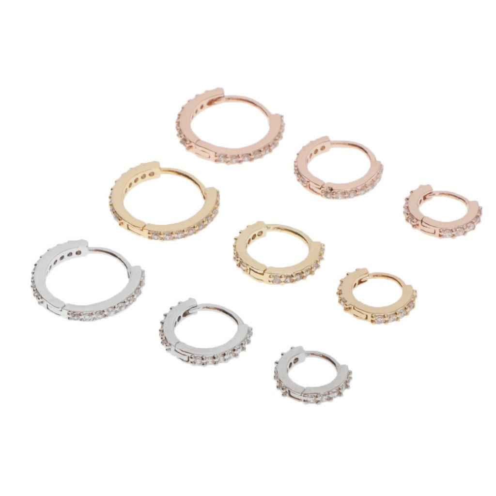 Small Huggie Earrings Copper Cubic Zirconia Hoop Earrings Silver 6mm