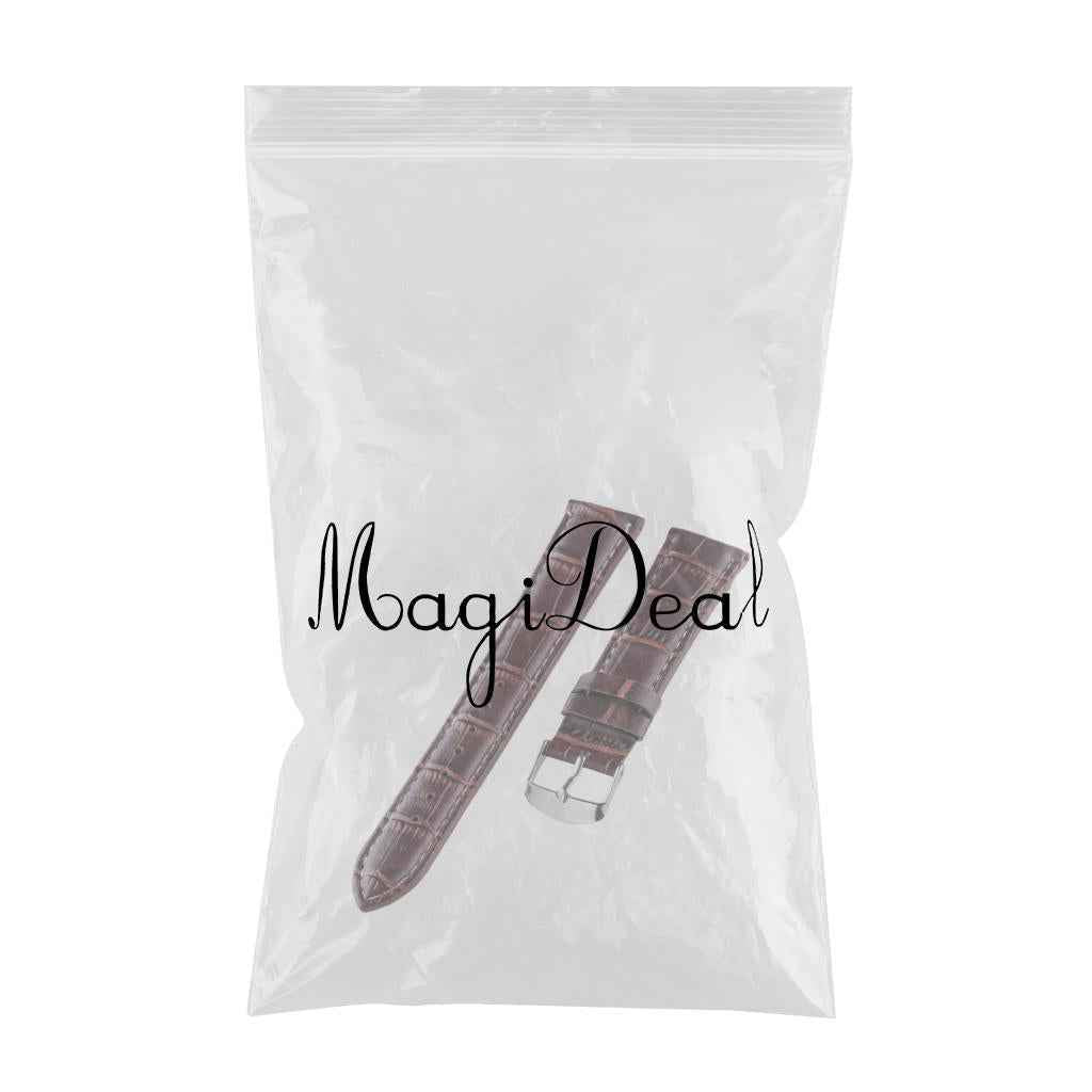 Alligator Grain Embossed Pattern Leather Watch Band Strap  20mm Brown