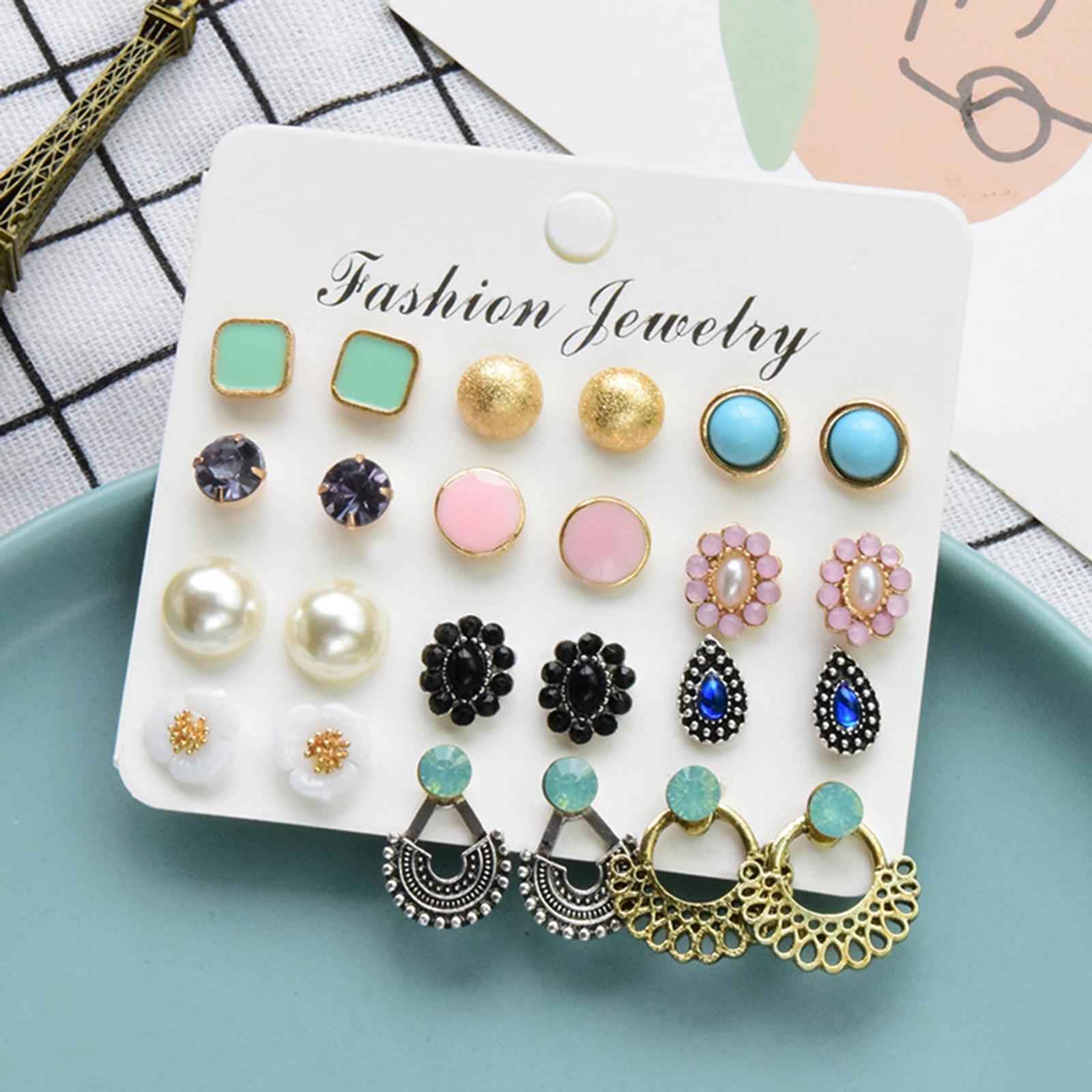 12 Pairs Hoop Earrings Set for Girls Jewel Non Piercing Accessories