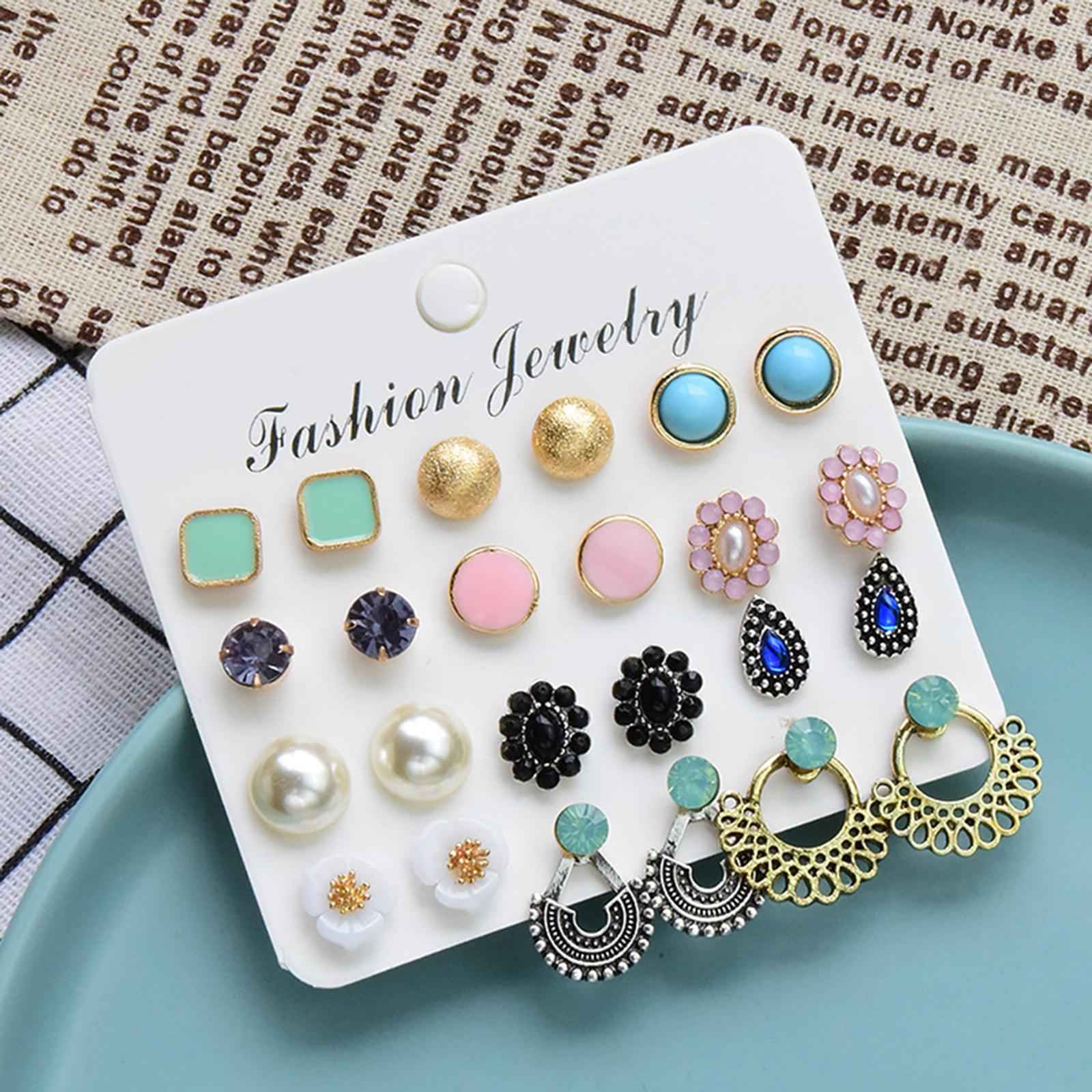 12 Pairs Hoop Earrings Set for Girls Jewel Non Piercing Accessories