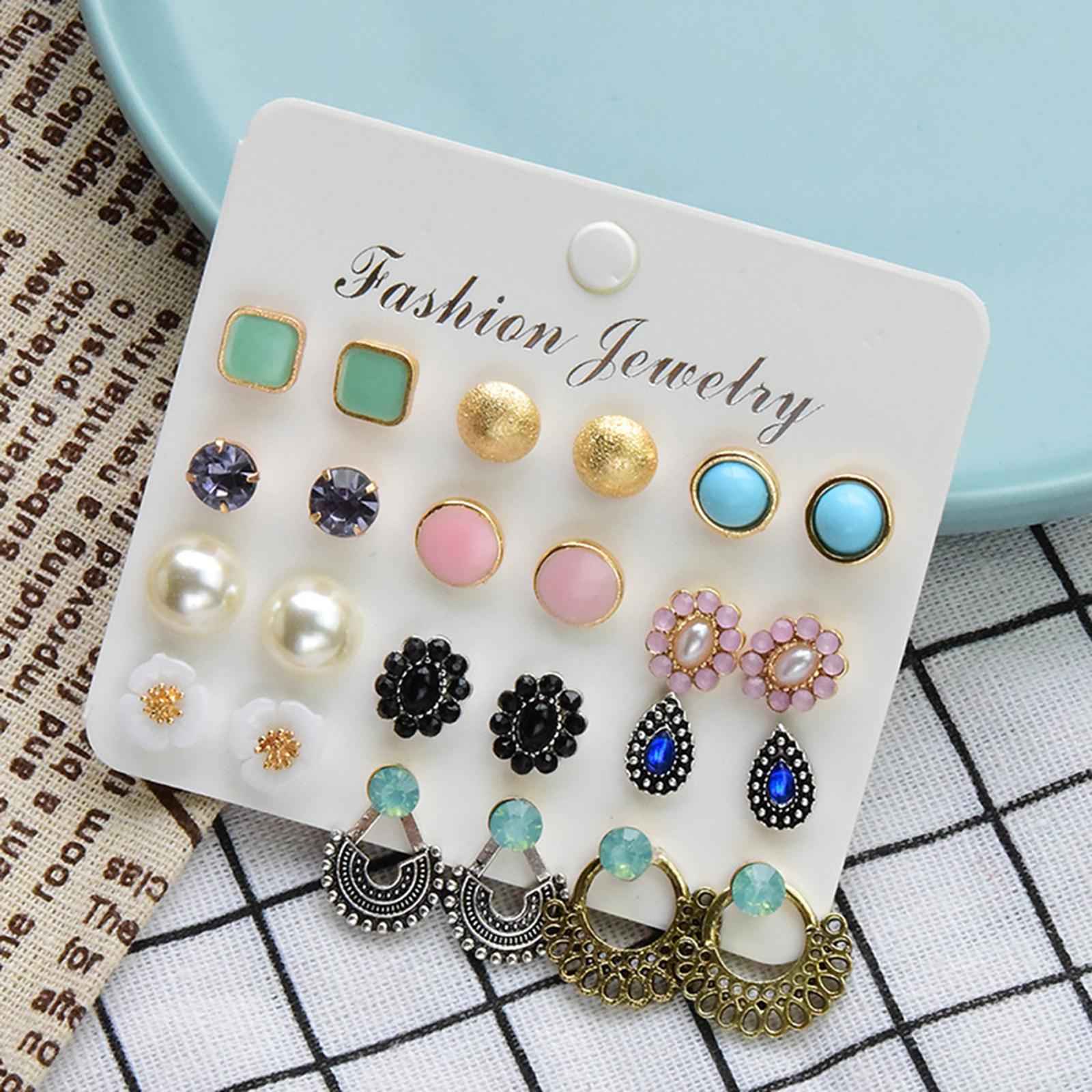 12 Pairs Hoop Earrings Set for Girls Jewel Non Piercing Accessories
