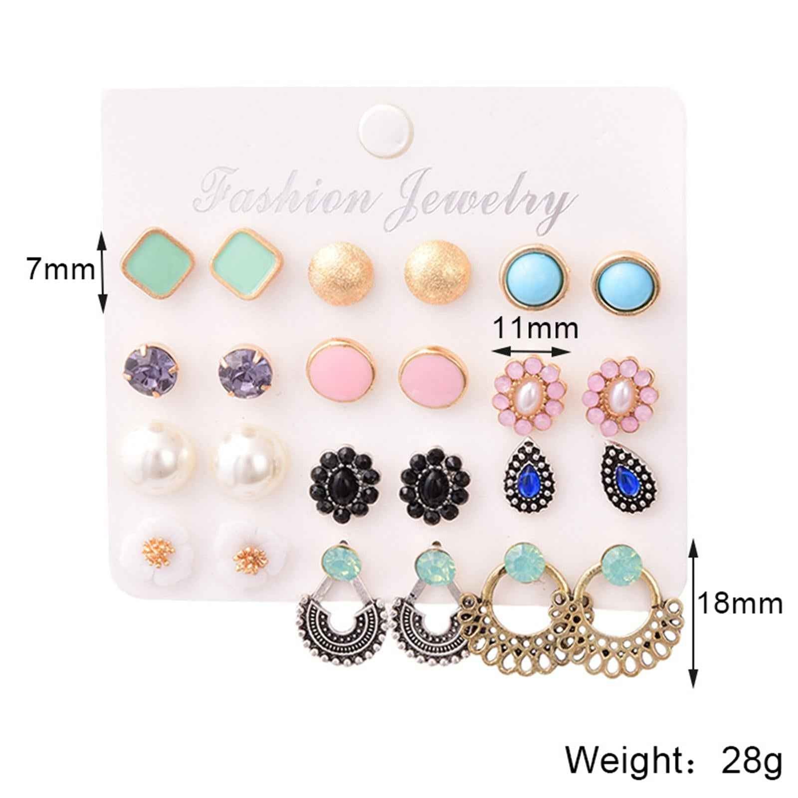 12 Pairs Hoop Earrings Set for Girls Jewel Non Piercing Accessories