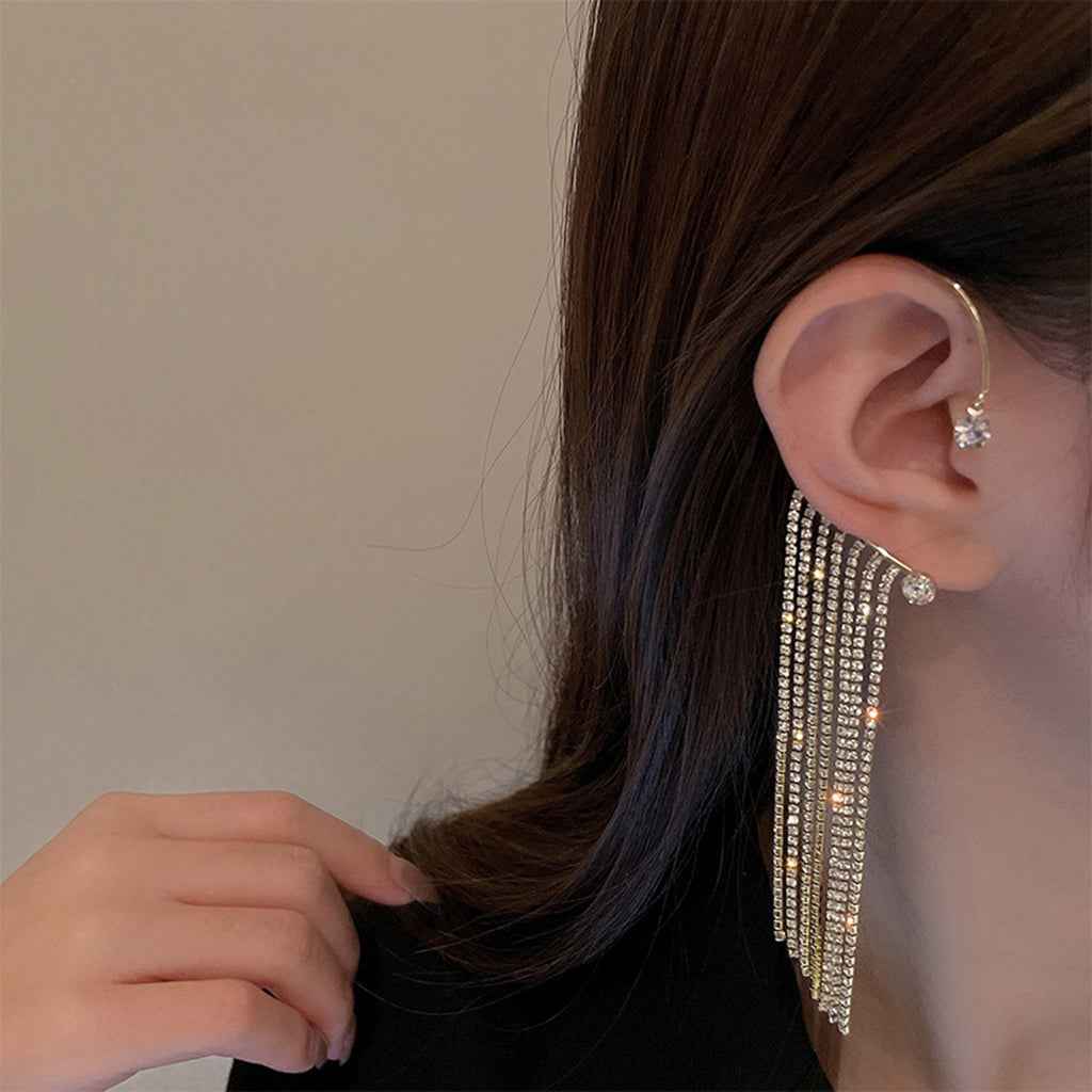 Ear Bone Clip Earring Fashion Retro No Piercing Jewelry for Party Gifts Golden Right