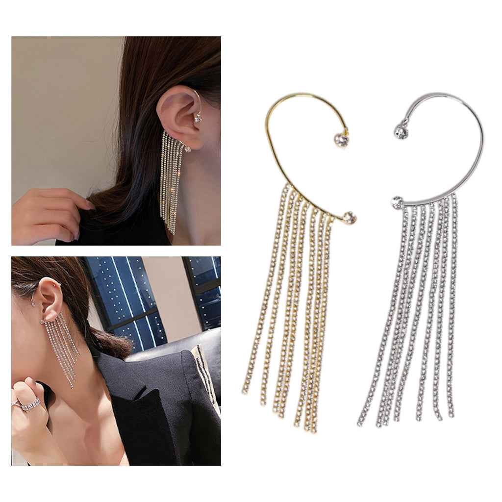 Ear Bone Clip Earring Fashion Retro No Piercing Jewelry for Party Gifts Golden Right