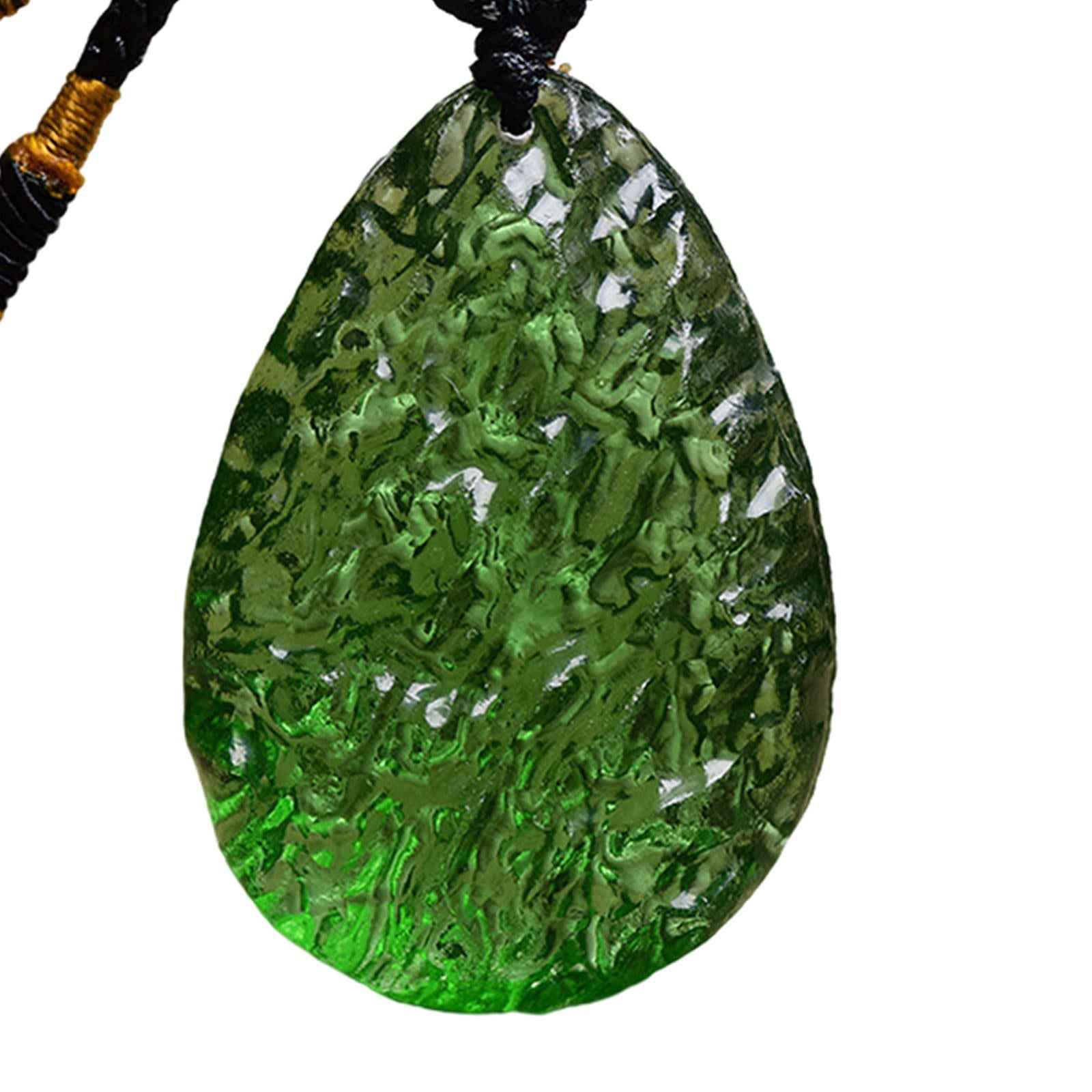 Pendant Gifts Natural Moldavite Necklace Crystal Aerolites Stone for Boys Green