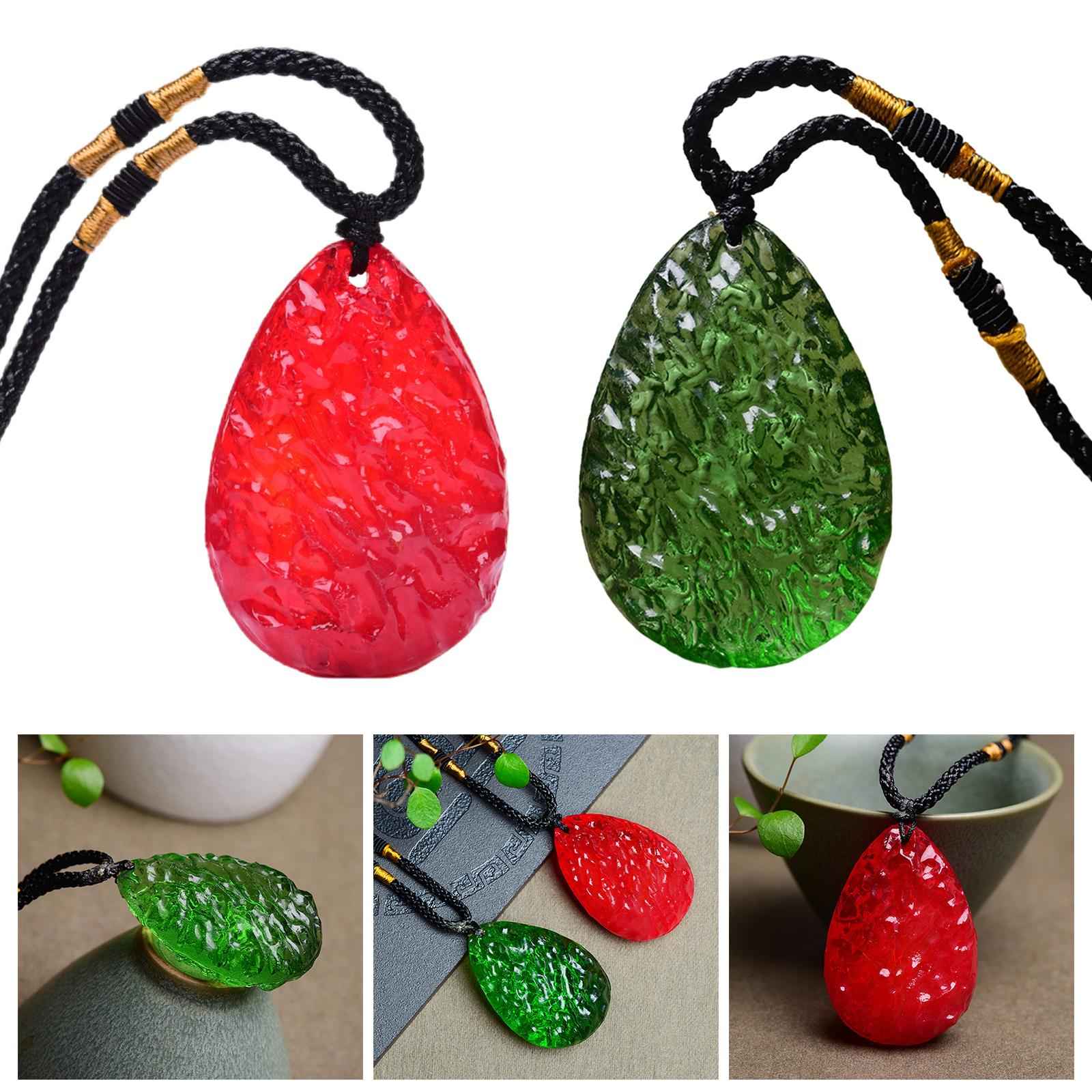 Pendant Gifts Natural Moldavite Necklace Crystal Aerolites Stone for Boys Green