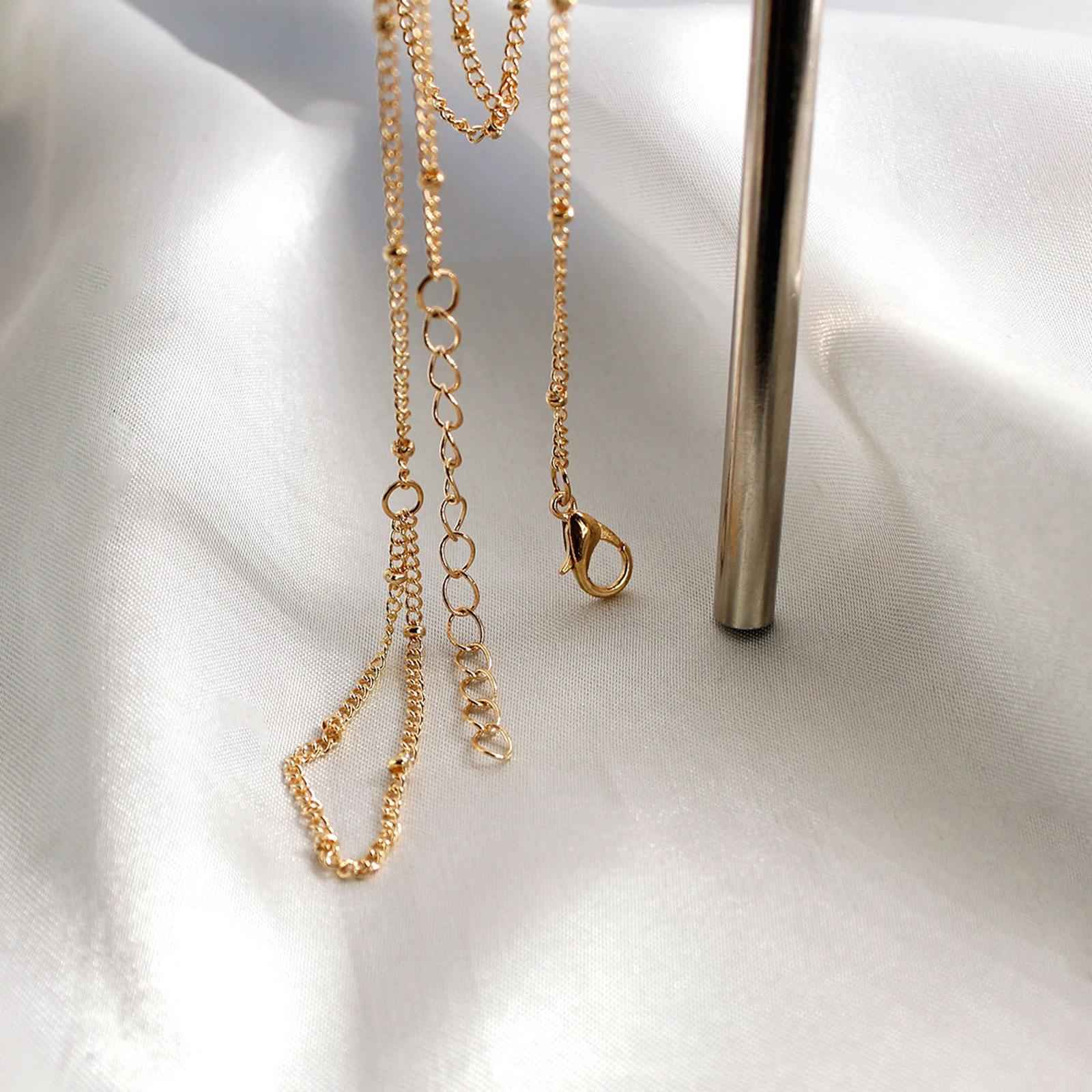 Finger Ring Bracelet Adjustable Beaded Hand Chain for Party Women Girls Gold