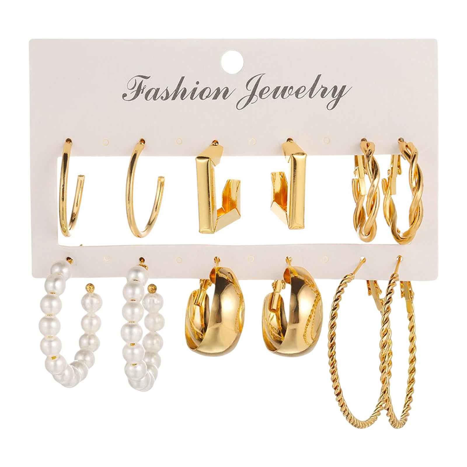 Girls Metal Earrings Set Exquisite for Family,daily wearing Elegant 6Pairs