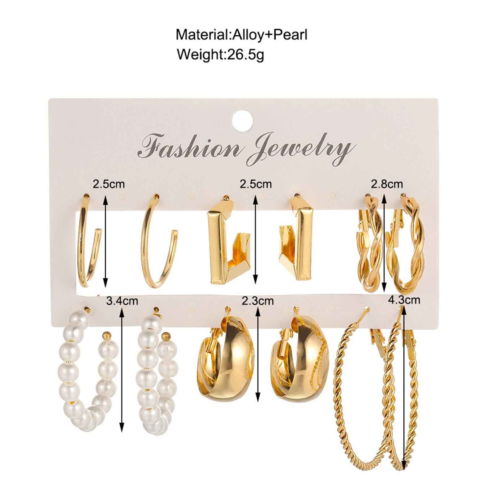 Girls Metal Earrings Set Exquisite for Family,daily wearing Elegant 6Pairs