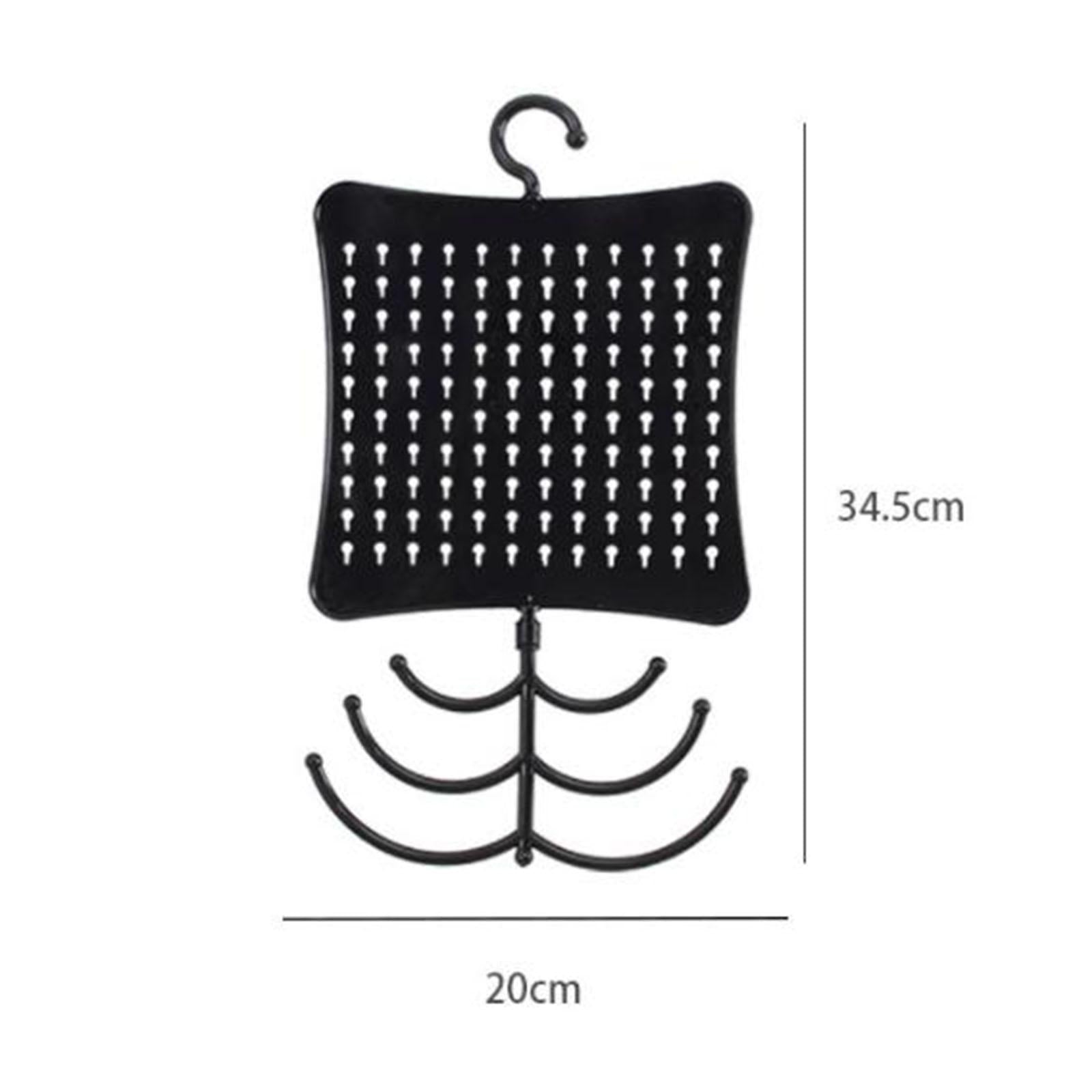 2xJewelry Wall Storage Necklace Earring Holder with Hanging Hooks Black
