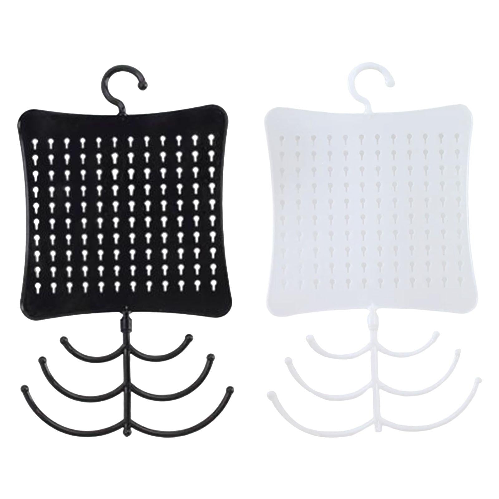 2xJewelry Wall Storage Necklace Earring Holder with Hanging Hooks Black