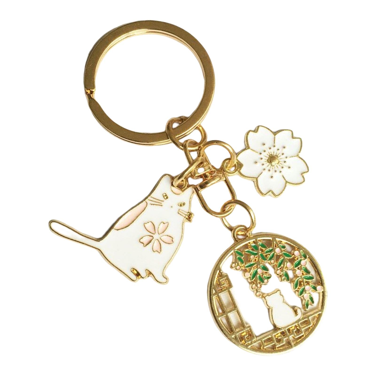 4xCute Animal Keychain Flower Pendant Creative for Car key Purse Wallet