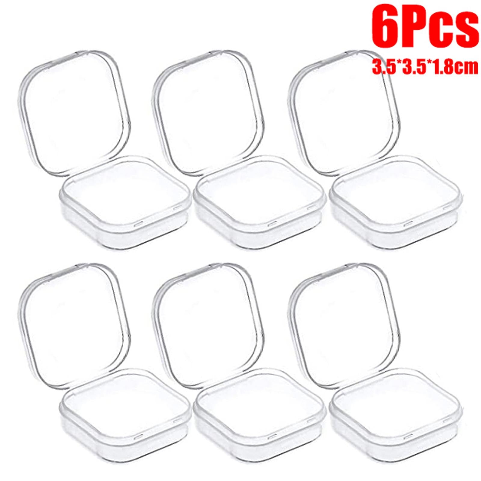 4x6x Mini Jewelry Storage Box Transparent Square with Lid for Earplugs Crafts S