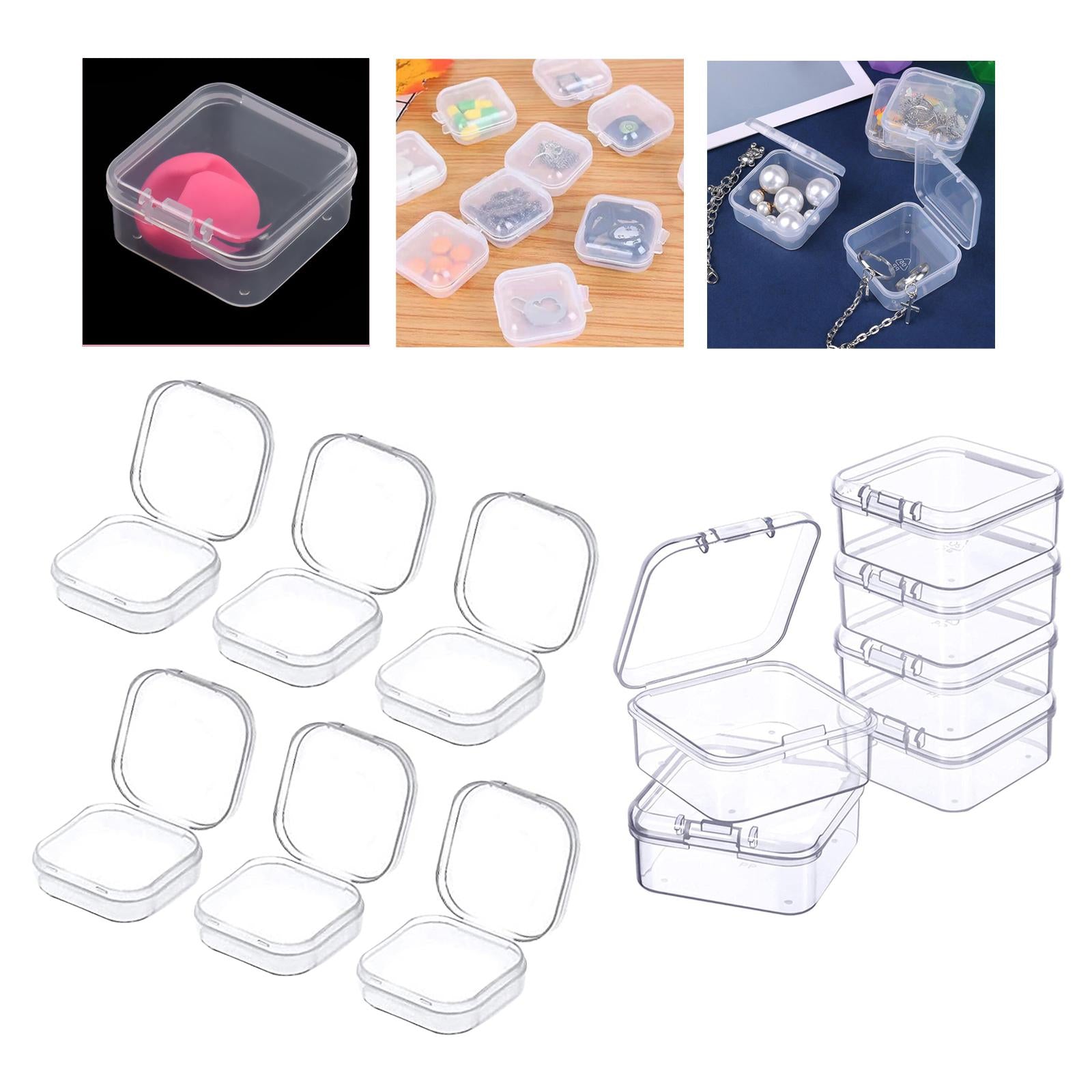 3x6x Mini Jewelry Storage Box Transparent Square with Lid for Earplugs Crafts S