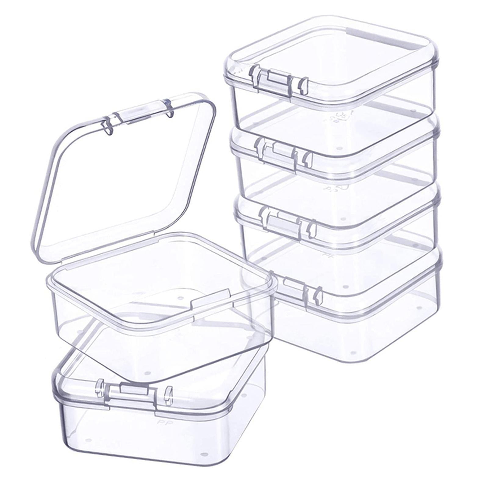 3x6x Mini Jewelry Storage Box Transparent Square with Lid for Earplugs Crafts M