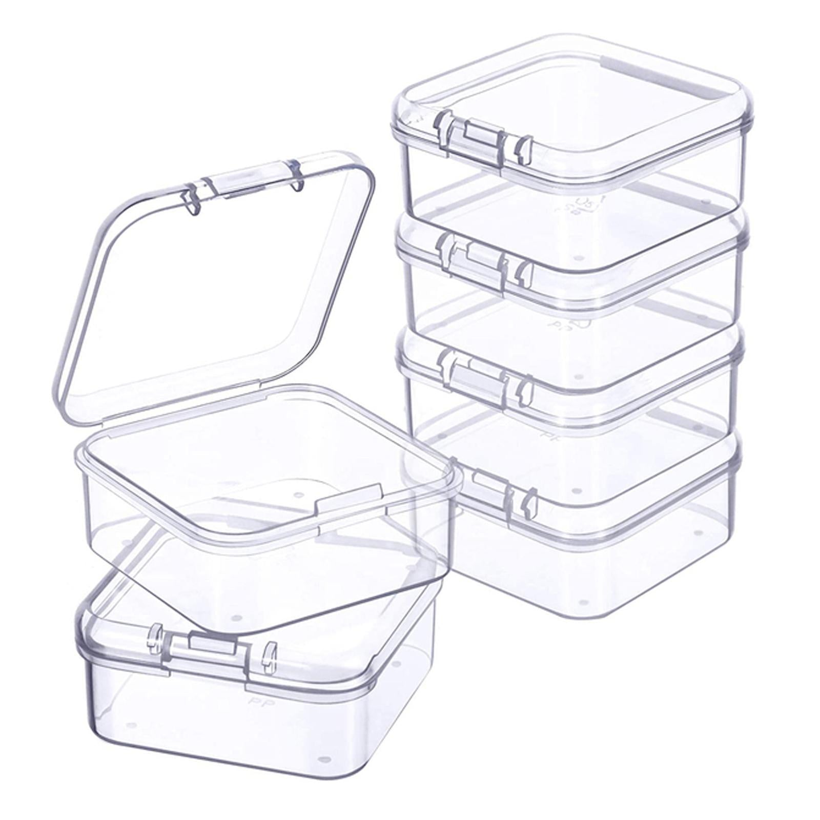 2x6x Mini Jewelry Storage Box Transparent Square with Lid for Earplugs Crafts M