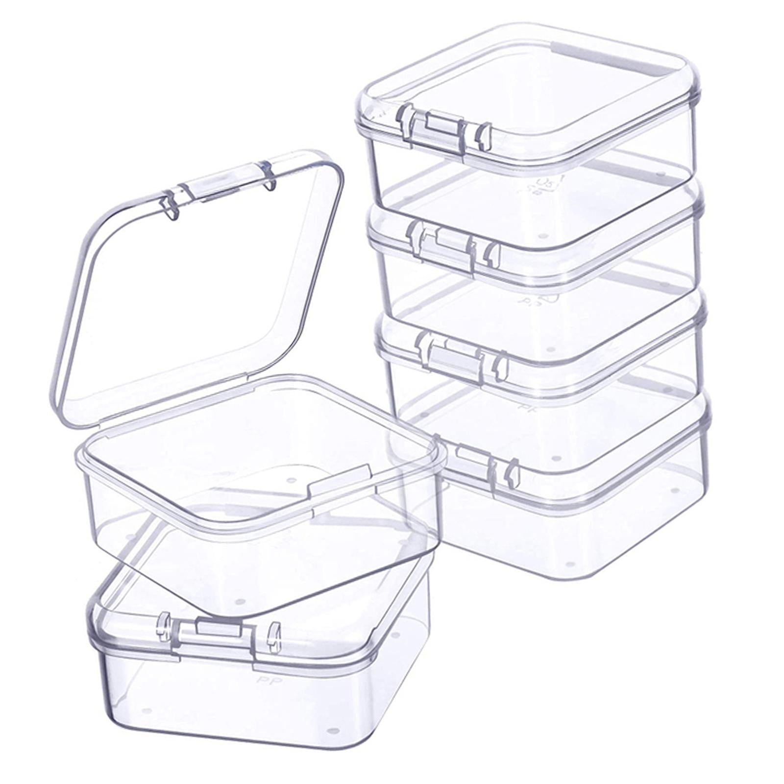 4x6x Mini Jewelry Storage Box Transparent Square with Lid for Earplugs Crafts M