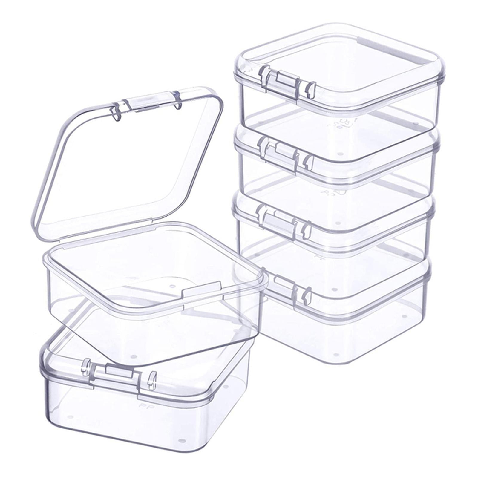 3x6x Mini Jewelry Storage Box Transparent Square with Lid for Earplugs Crafts M