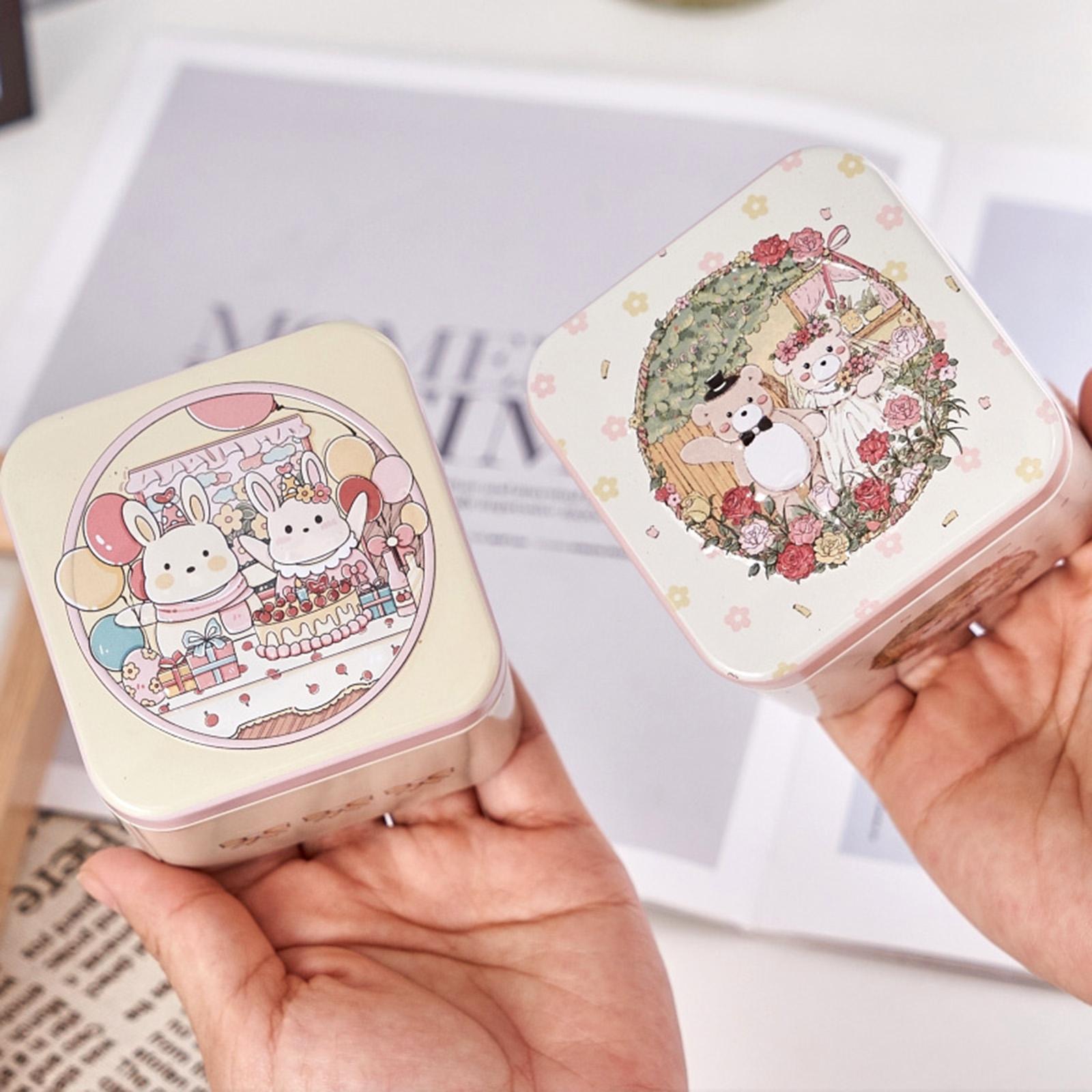 2xSquare Candy Tins with Lid Food Storage Box for Dry Tea Storage DIY Projects Style A