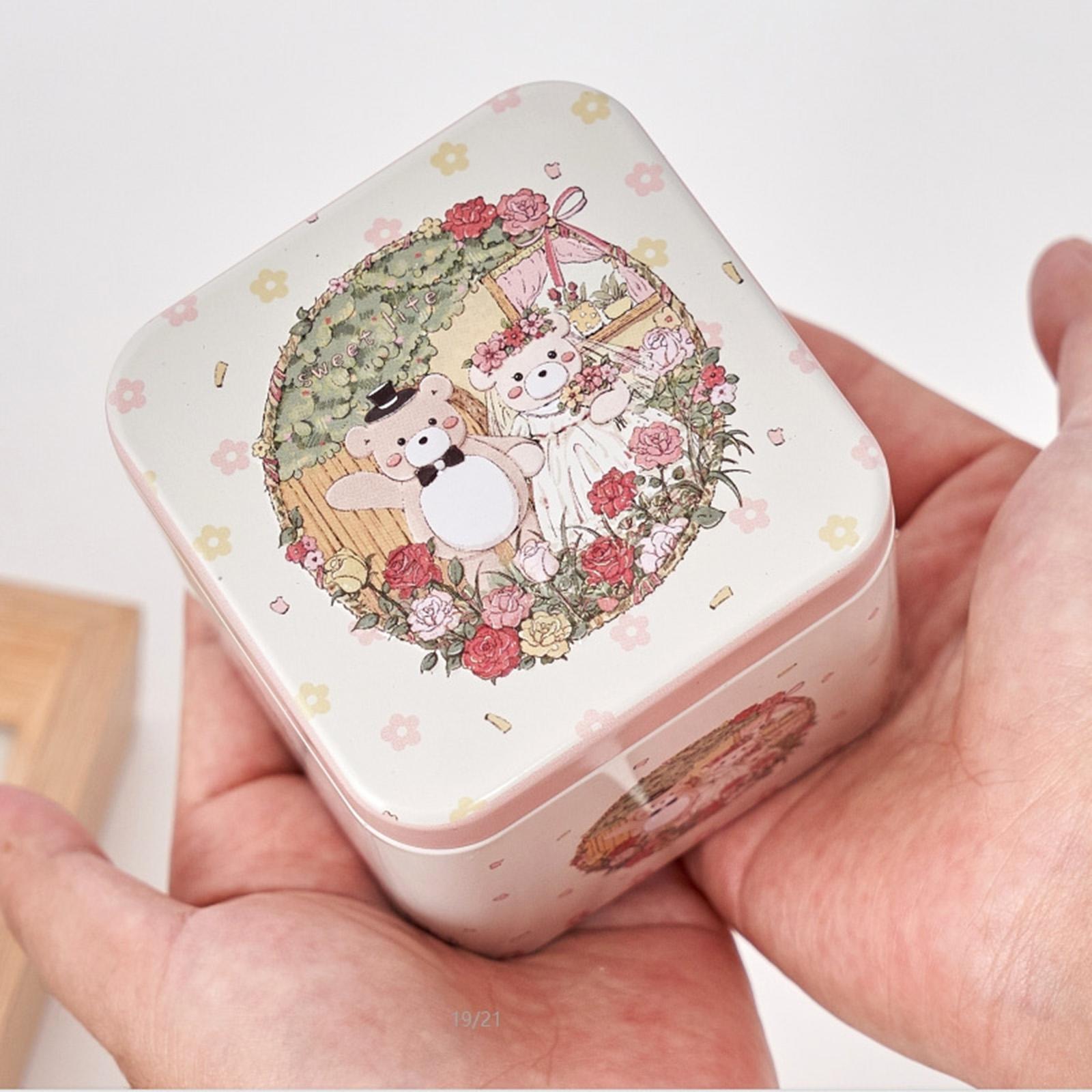 3xSquare Candy Tins with Lid Food Storage Box for Dry Tea Storage DIY Projects Style A