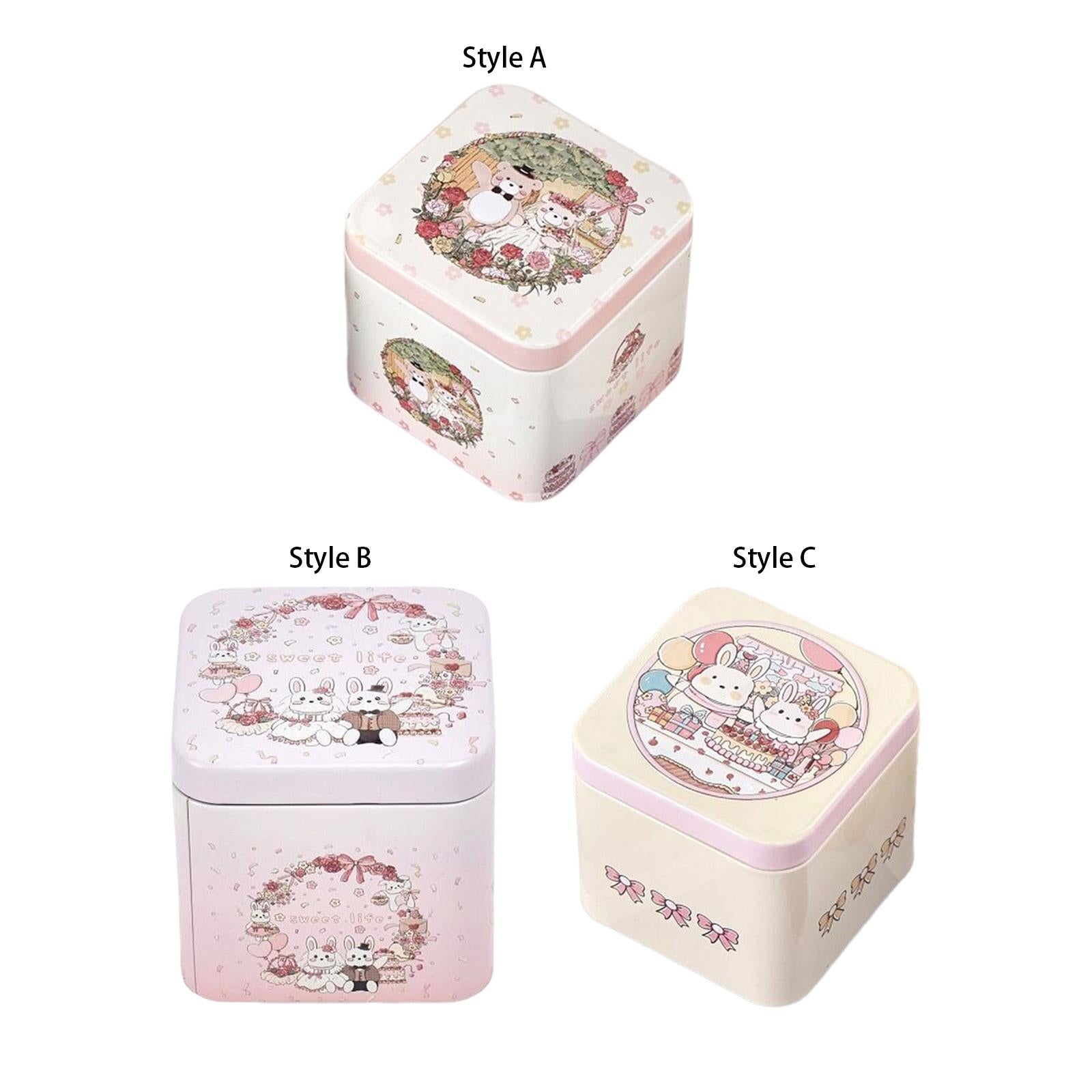4xSquare Candy Tins with Lid Food Storage Box for Dry Tea Storage DIY Projects Style A