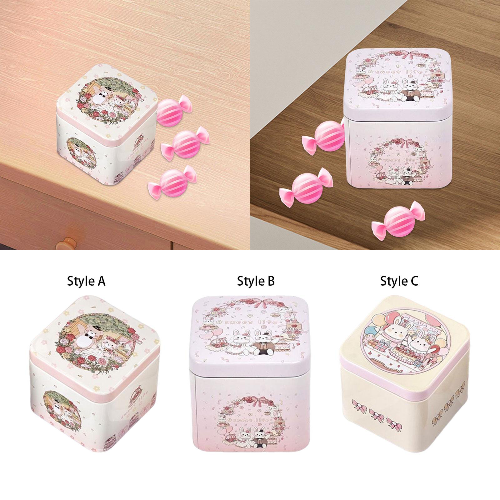 3xSquare Candy Tins with Lid Food Storage Box for Dry Tea Storage DIY Projects Style A