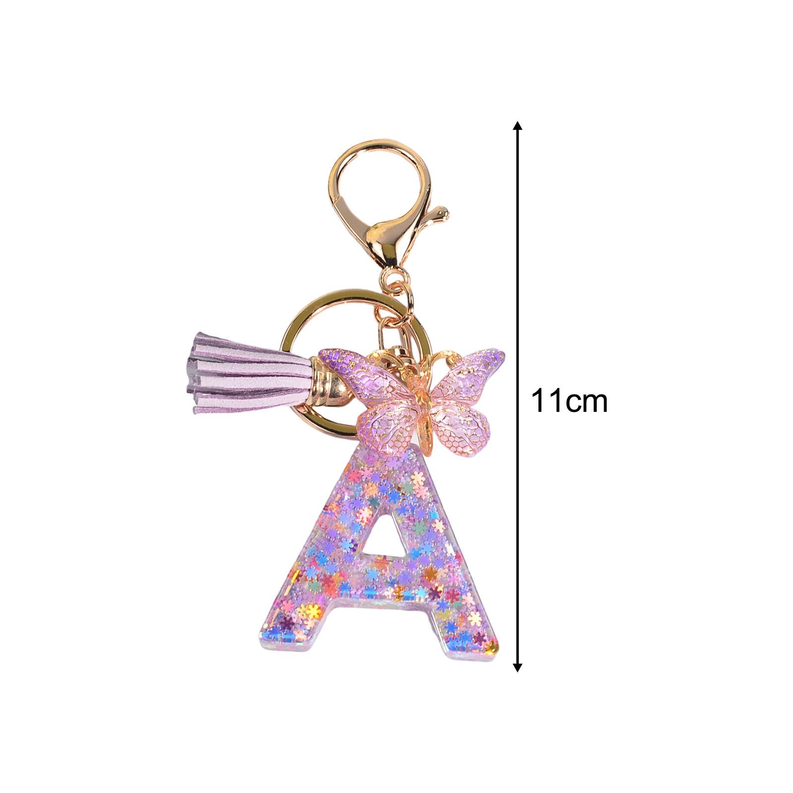 4xResin Keychain Ornaments Girls Women Gifts English Alphabet Keyring Keychain A