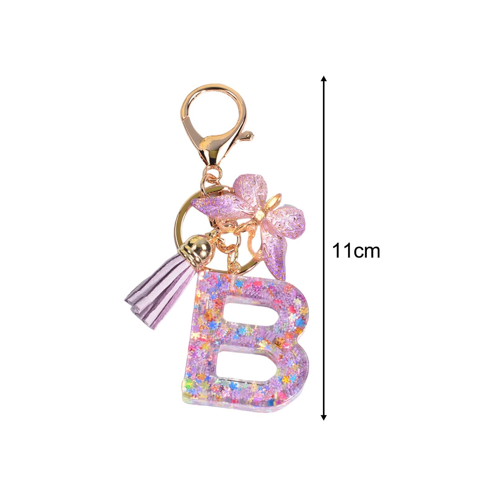 2xResin Keychain Ornaments Girls Women Gifts English Alphabet Keyring Keychain B