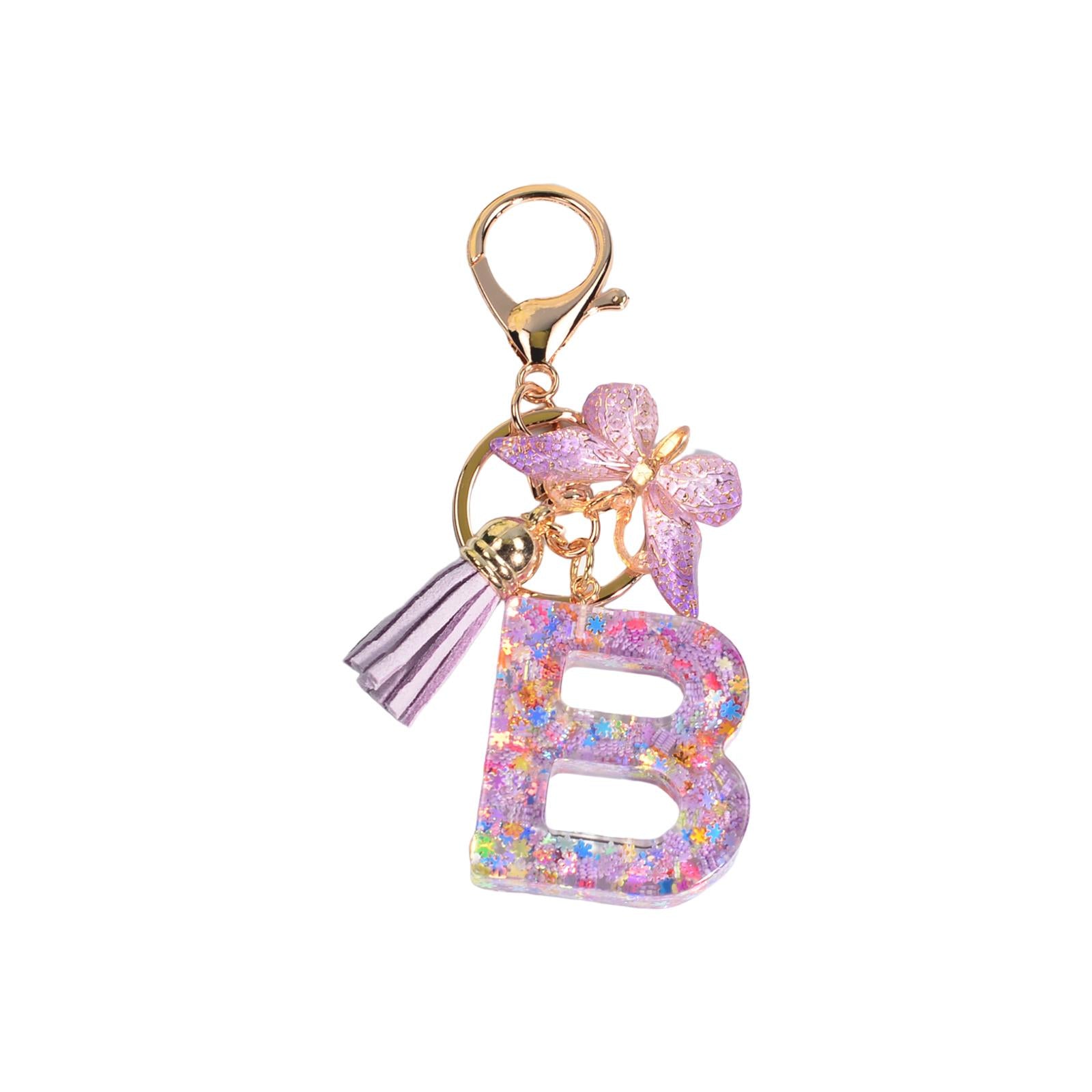 3xResin Keychain Ornaments Girls Women Gifts English Alphabet Keyring Keychain B