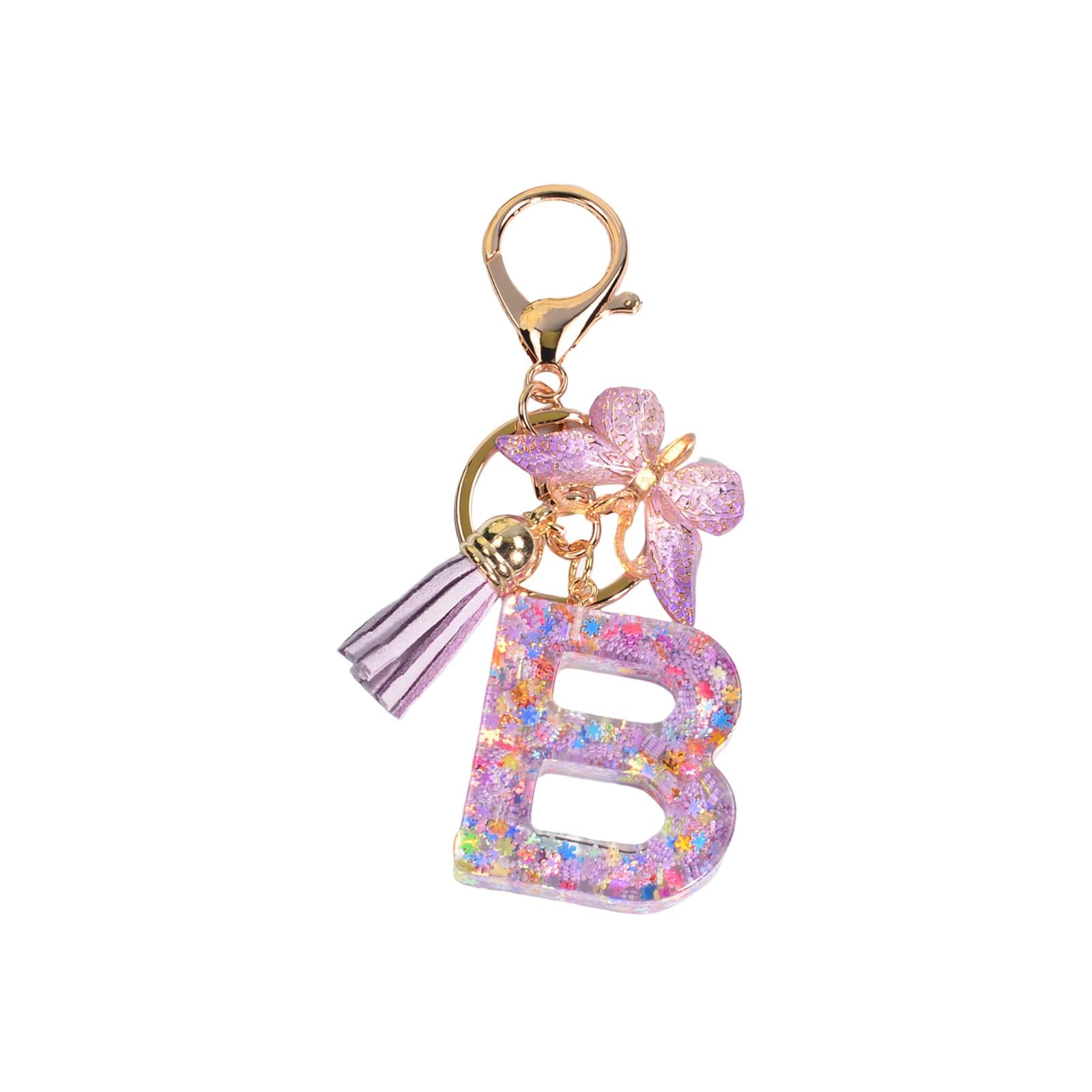 3xResin Keychain Ornaments Girls Women Gifts English Alphabet Keyring Keychain B