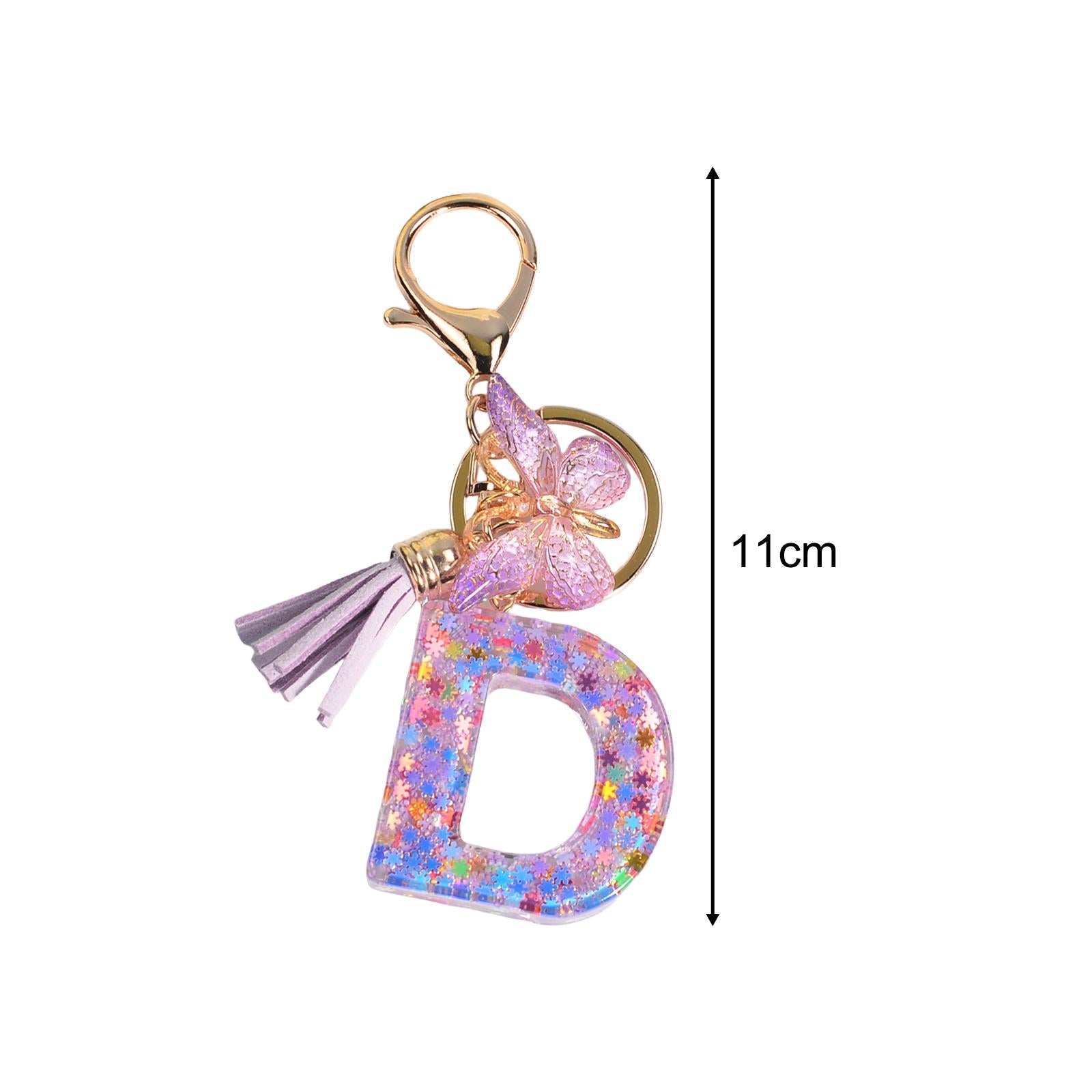 3xResin Keychain Ornaments Girls Women Gifts English Alphabet Keyring Keychain D