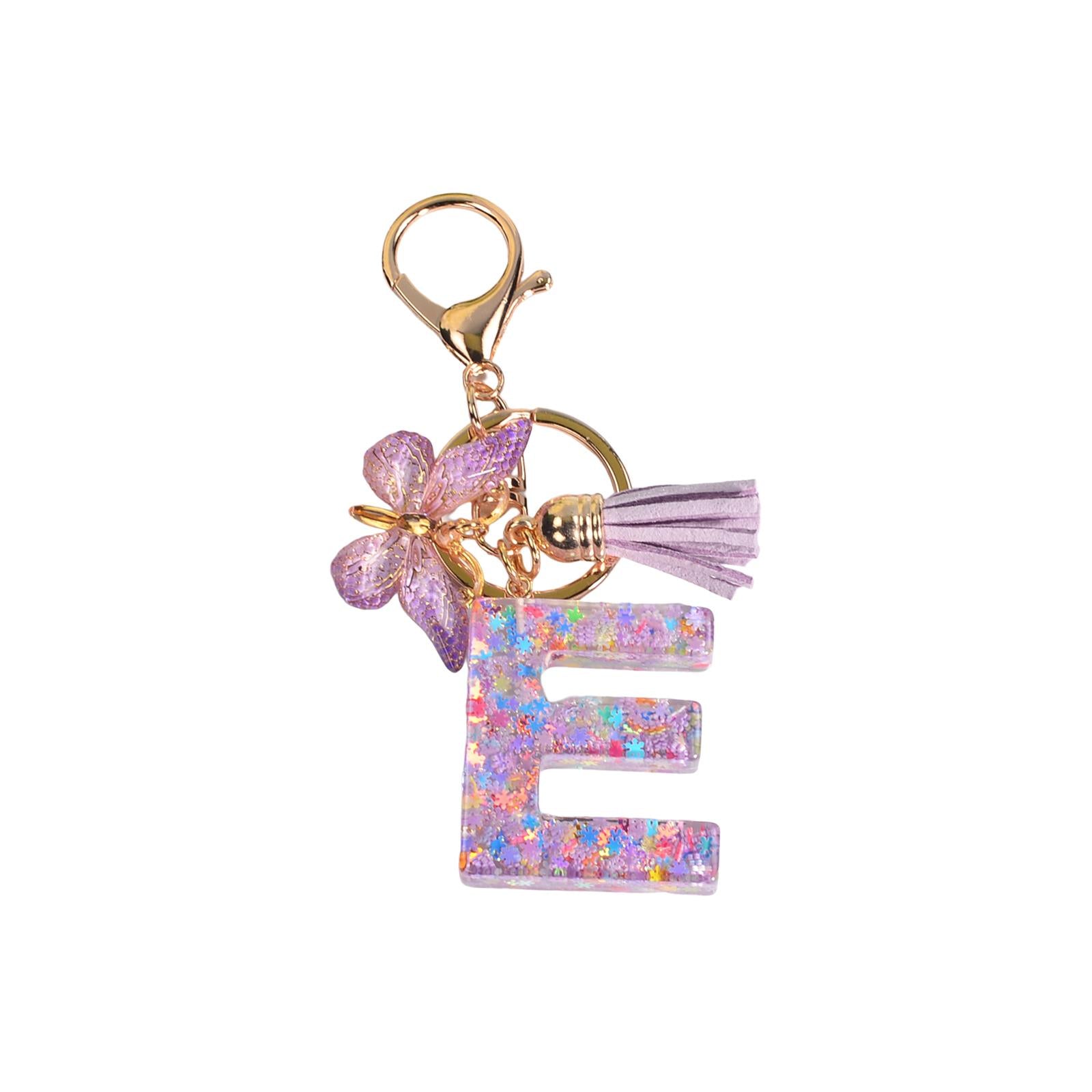 3xResin Keychain Ornaments Girls Women Gifts English Alphabet Keyring Keychain E