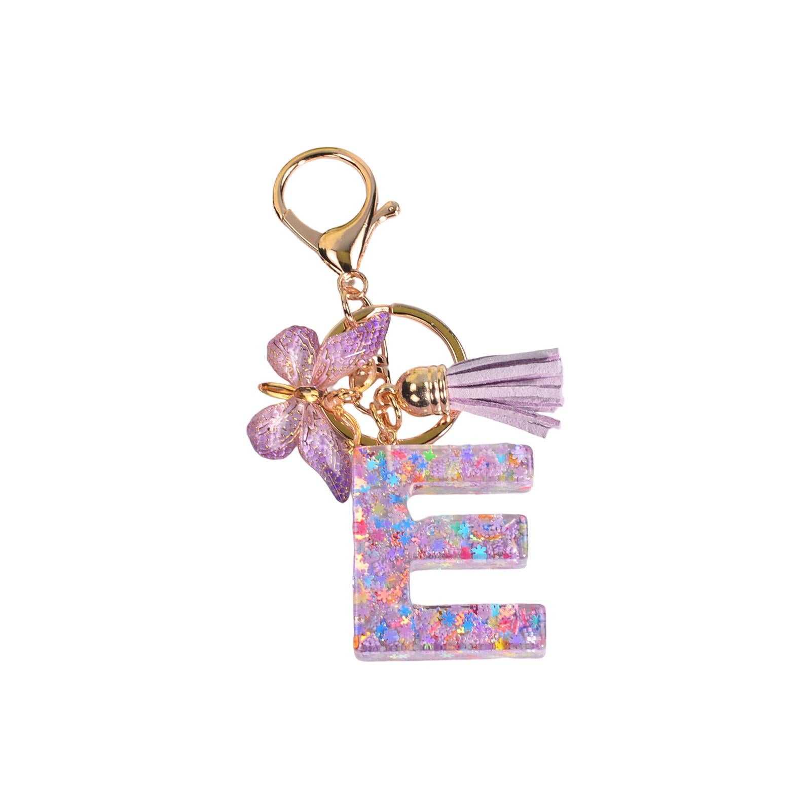 3xResin Keychain Ornaments Girls Women Gifts English Alphabet Keyring Keychain E