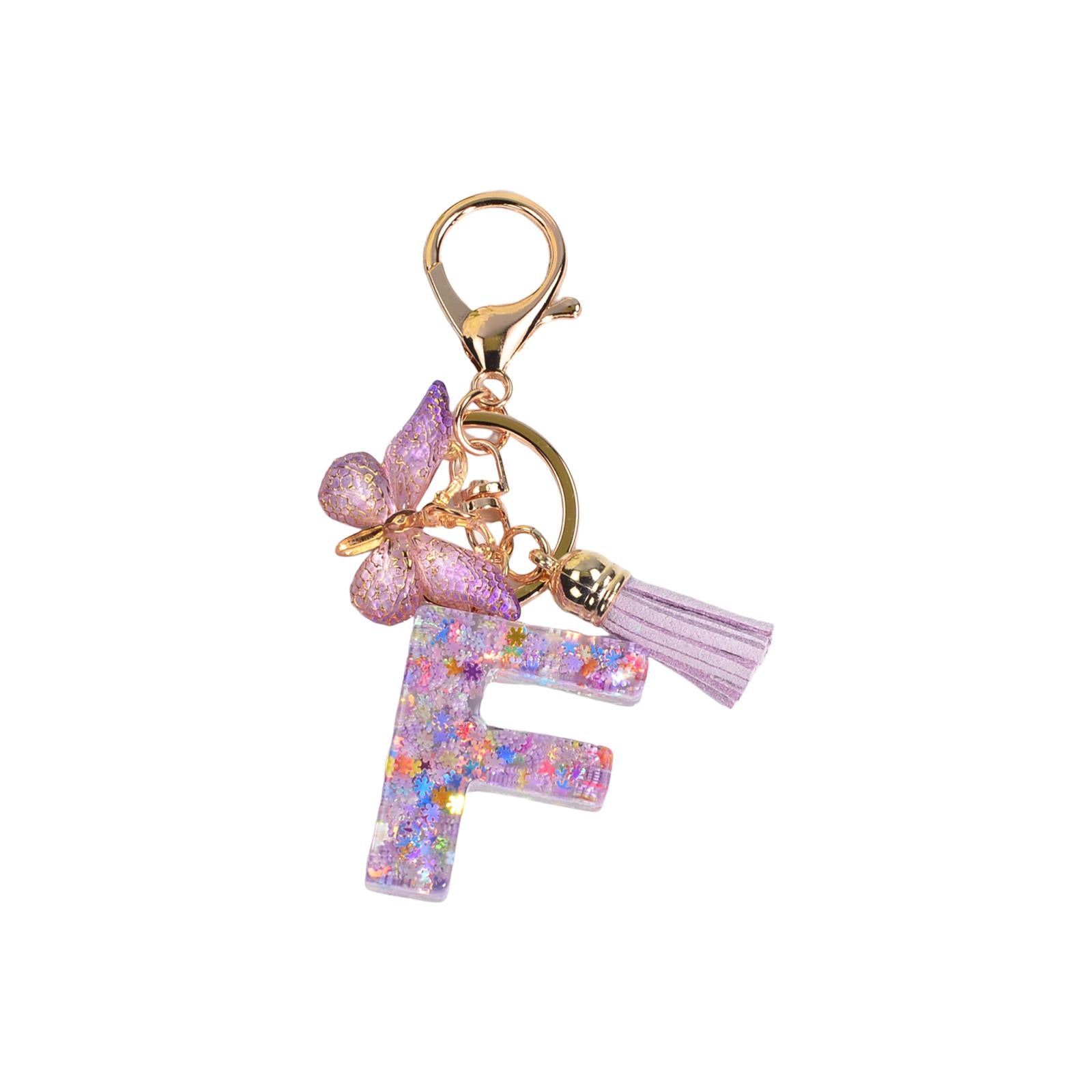 3xResin Keychain Ornaments Girls Women Gifts English Alphabet Keyring Keychain F